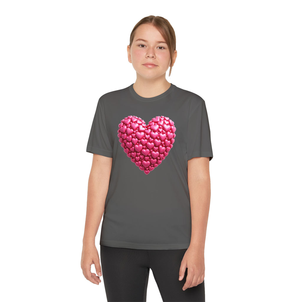 Heart Youth T-Shirt Sports Graphic Tee, Cool Athletic Shirt for Kids, Perfect for Sports Events, Team Spirit