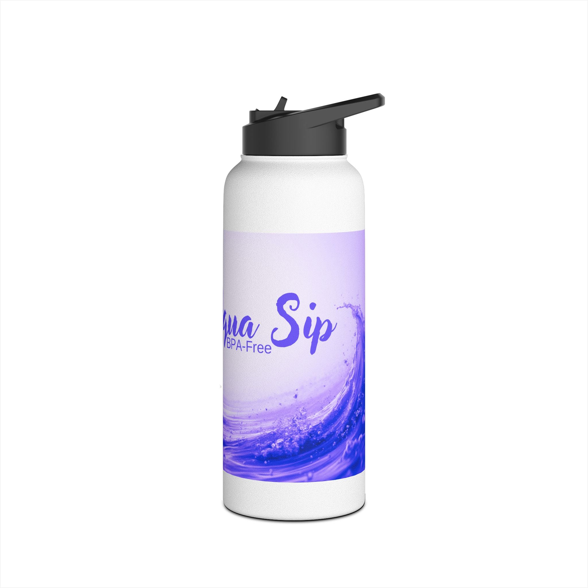 Aqua Wave Stainless Steel Water Bottle, Hydration Gift, Outdoor Adventure, Beach Vibes, Eco-Friendly, Travel Companion
