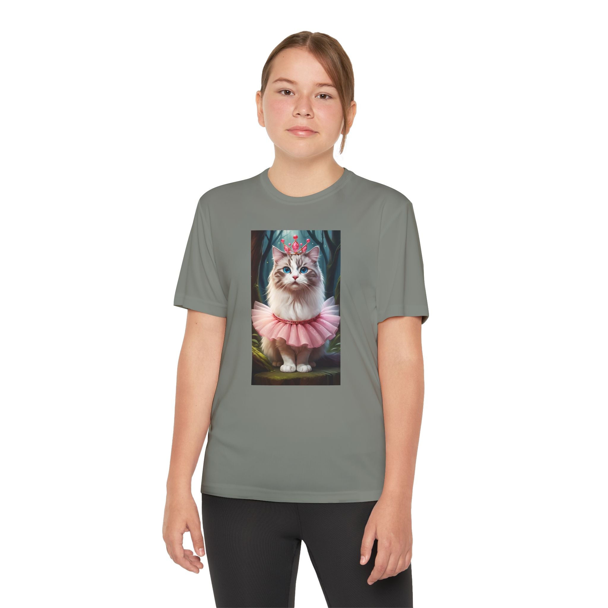 Graphic Tee, Cute Cartoon Kitten, Kids Animal Lover Shirt, Kitty Princess Design, Youth Tee for Girls and Boys, Funny Cat Shirt, Gift for