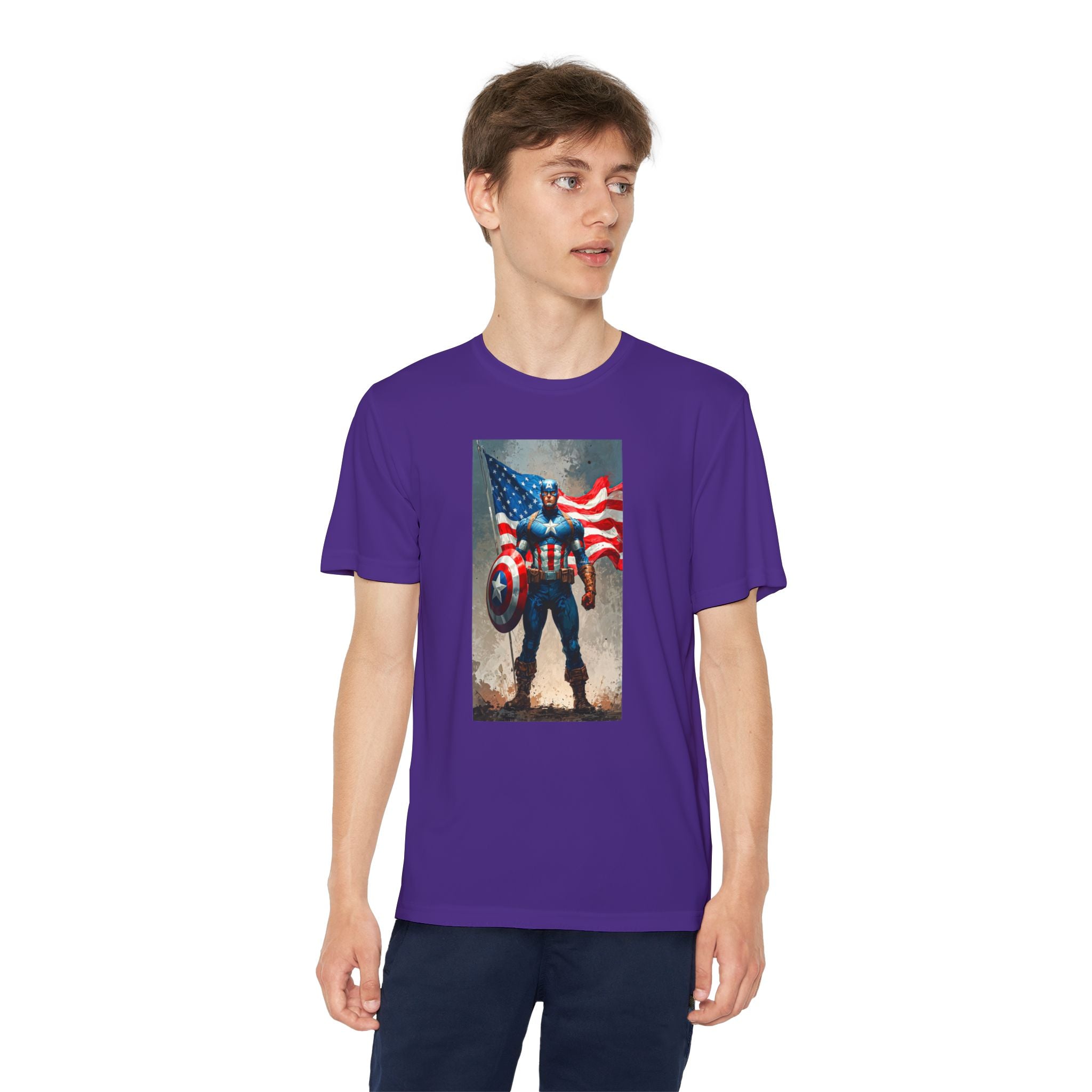 Captain America Superhero Marvel Patriotic, Kids Graphic T-Shirt, Boys Hero Top, Girls Comic Book Clothing, Birthday