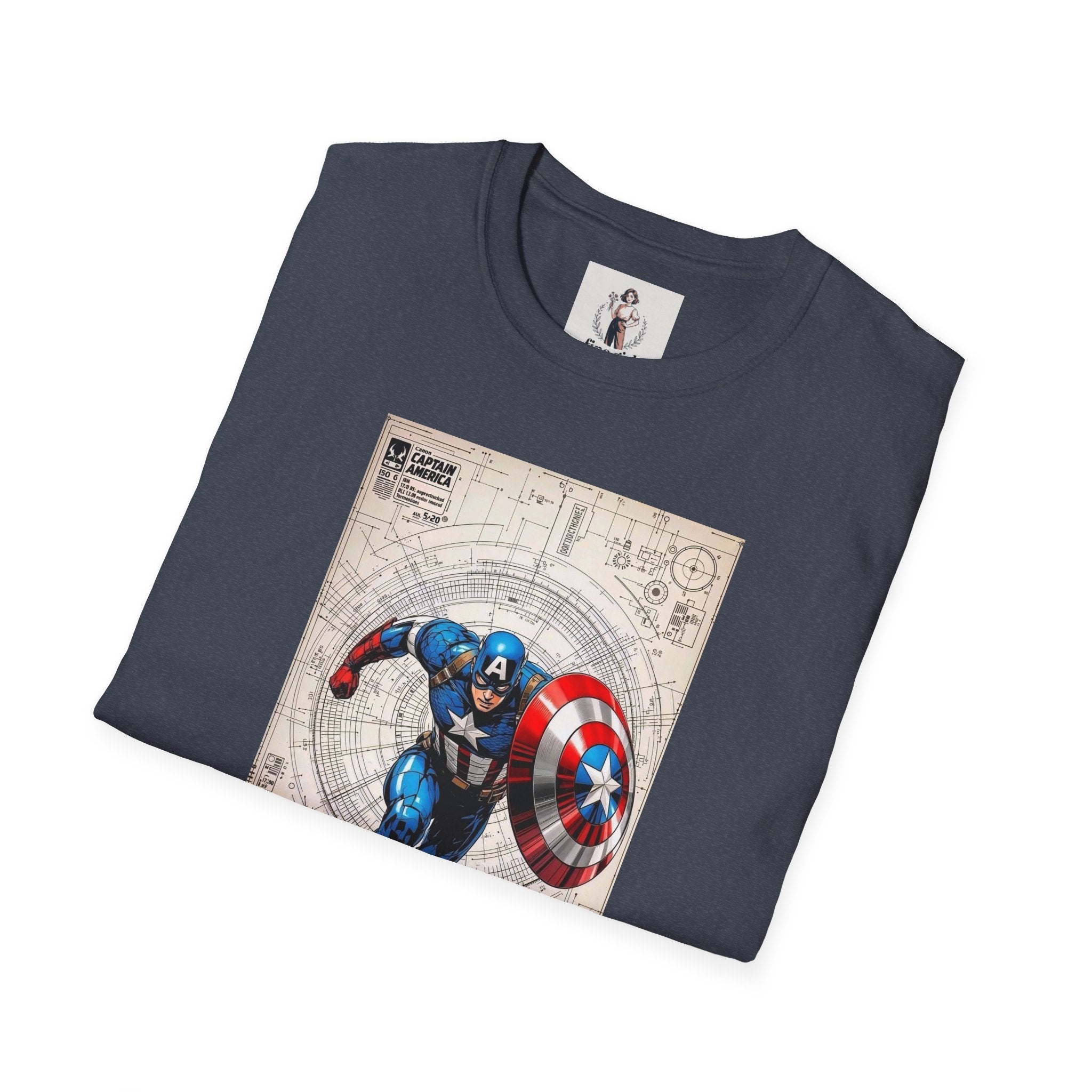 Captain America Superhero Marvel Unisex Softstyle T-Shirt, Comic Book Tee, Graphic Novel Shirt, Geeky Clothing, Cosplay Costume Top
