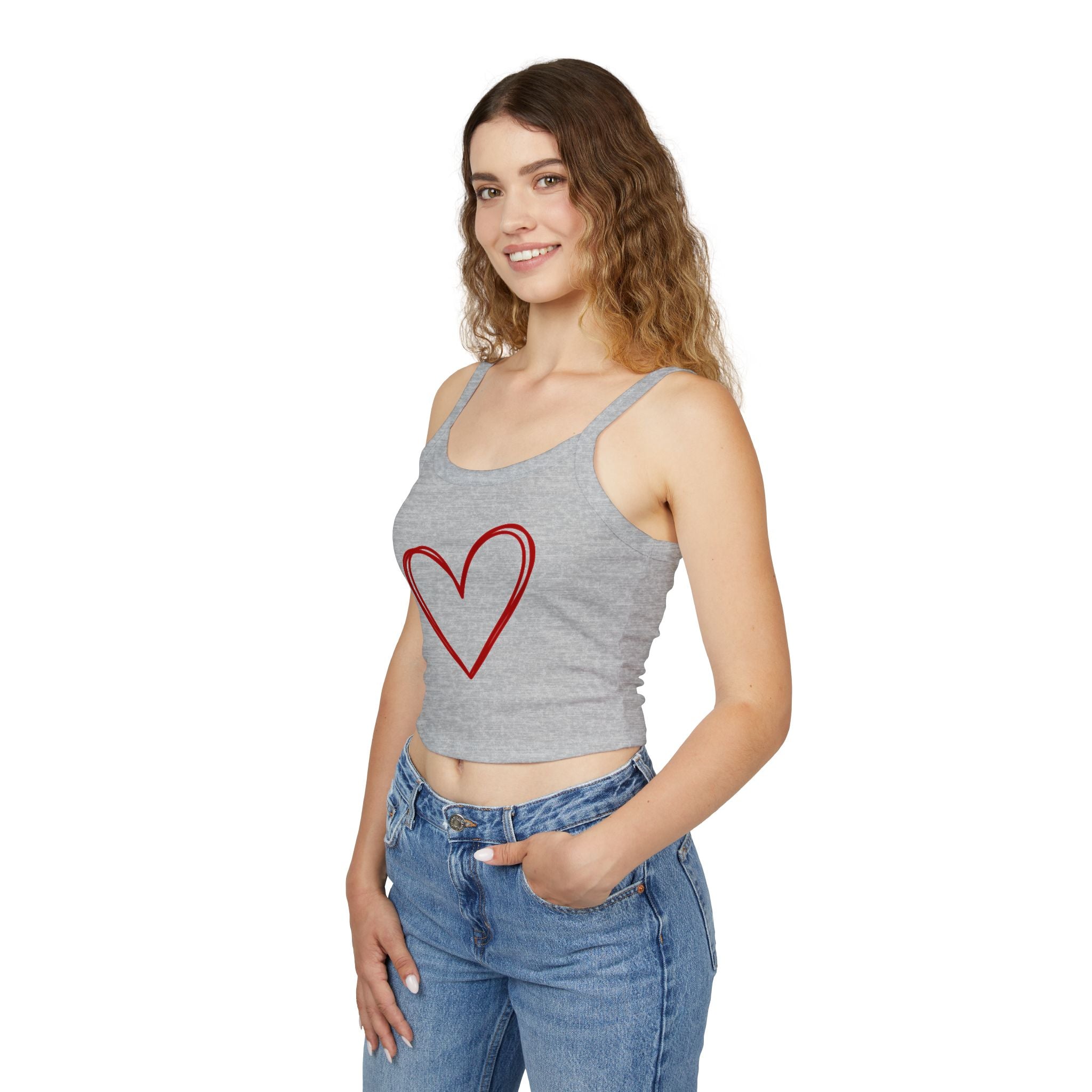 Heart Tank Top, Love Cami, Valentine's Day Shirt, Romantic Sleeveless Tee, Women's Summer Blouse, Cute Spaghetti Strap Tank
