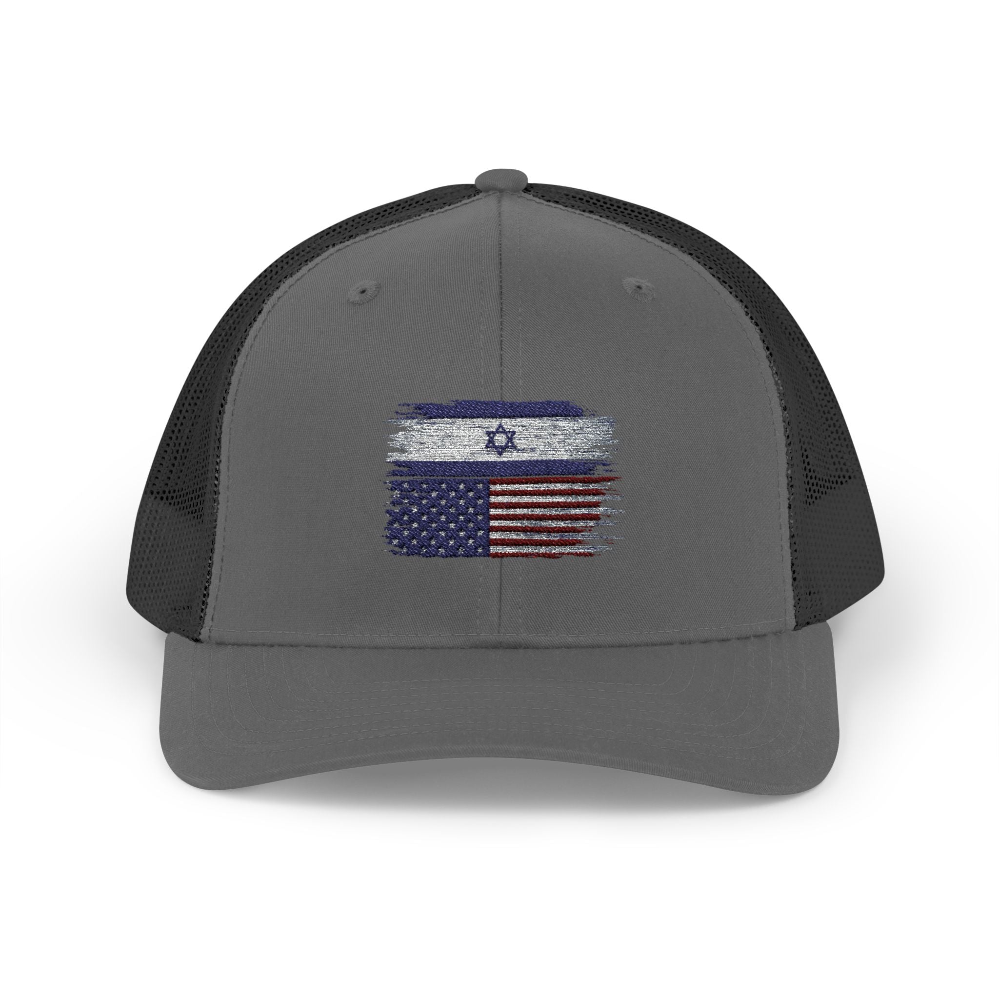 Isreal/ USA Flag Snapback Trucker Cap with Thin Red Line Design, Ideal for First Responders, Supportive Gifts, Memorials, Everyday Wear