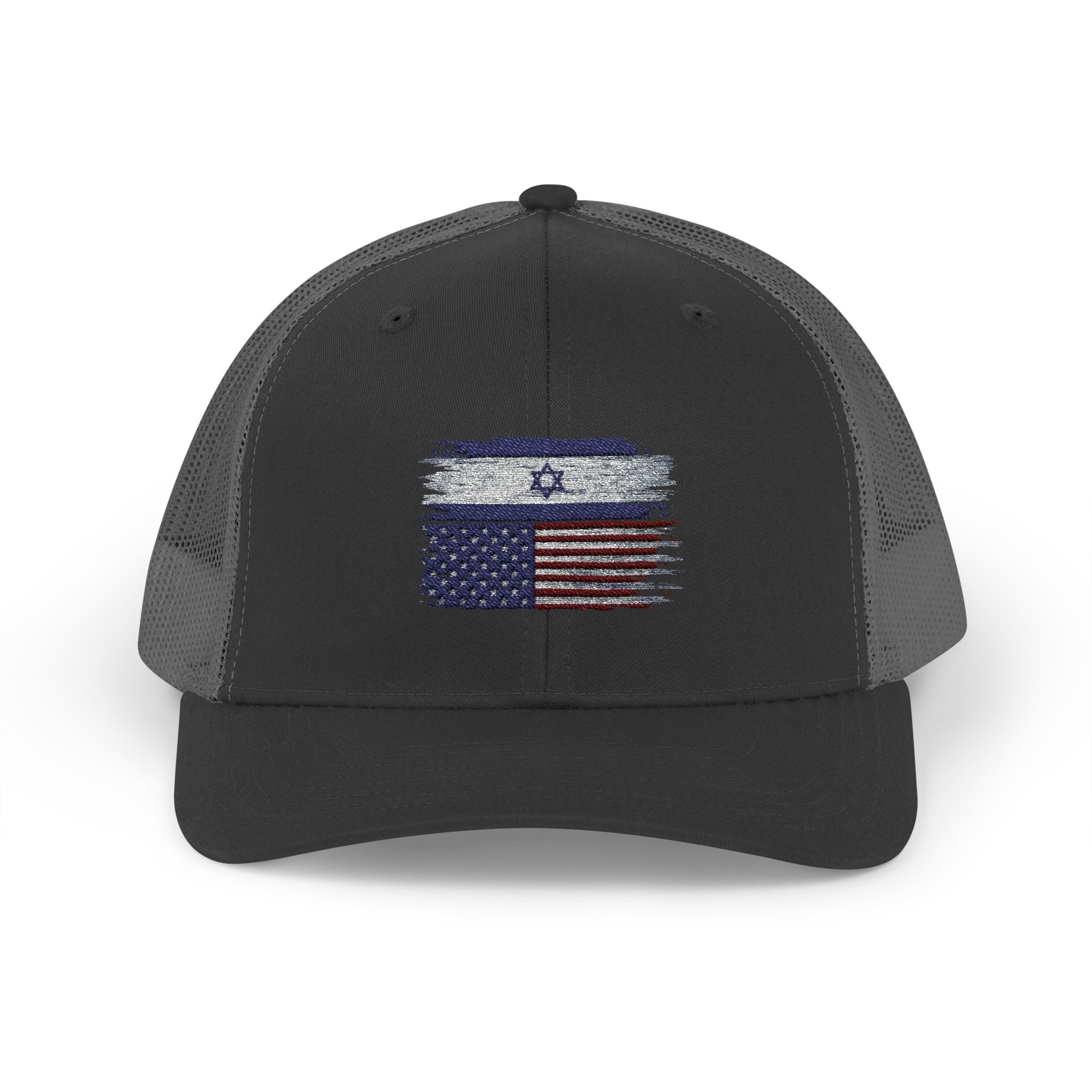 Isreal/ USA Flag Snapback Trucker Cap with Thin Red Line Design, Ideal for First Responders, Supportive Gifts, Memorials, Everyday Wear