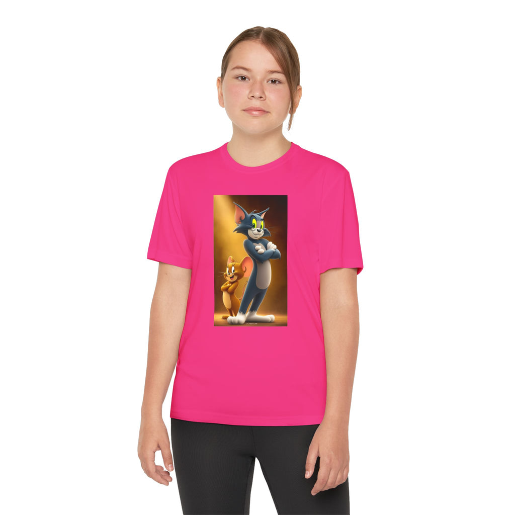Youth Competitor Tee with Tom And Jerry design, Cartoon Graphic Kid's T-Shirt, Kids Tee, Children's Clothing, Funny Tee for Boys and Girls