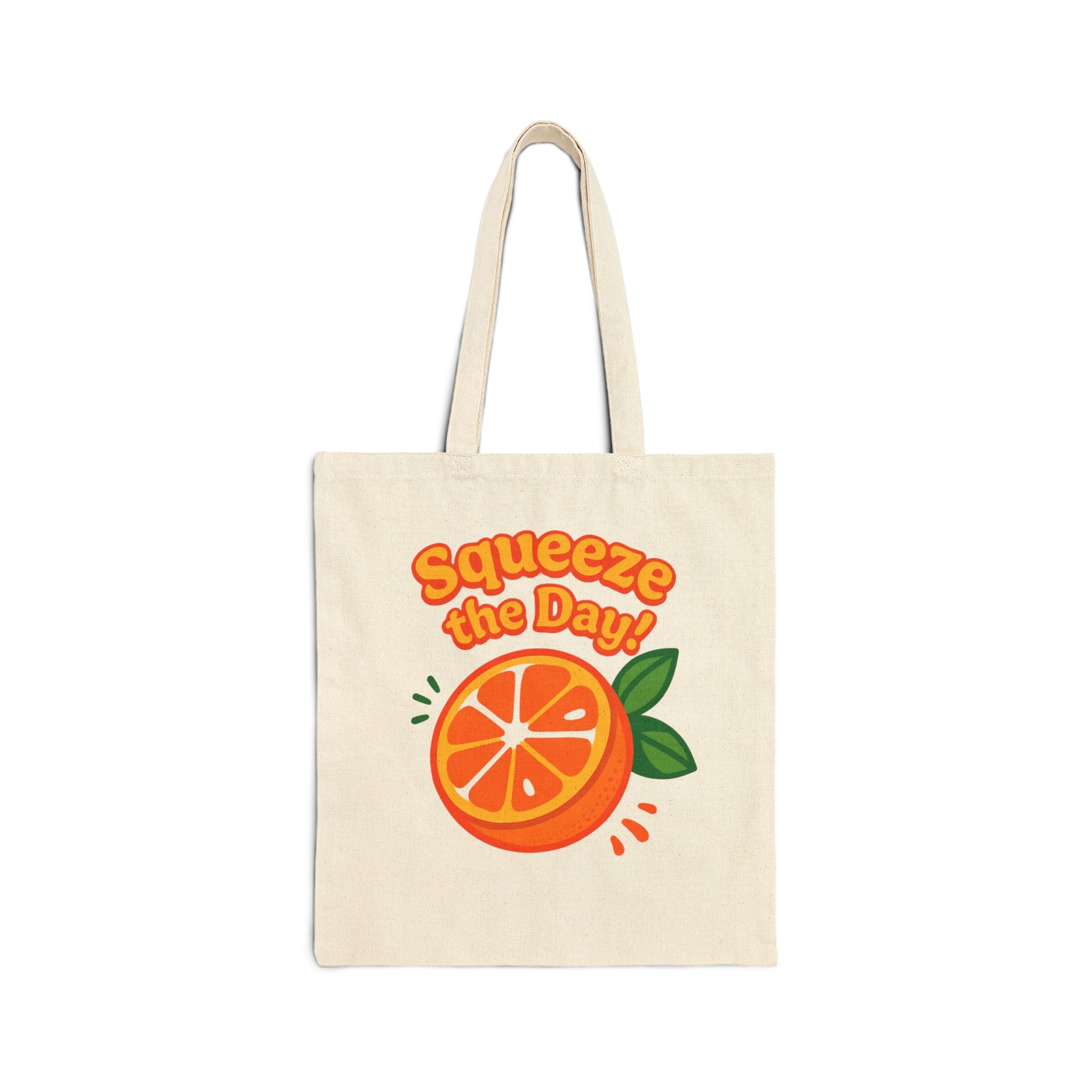 Squeeze the Day Orange Illustration Tote Bag | Canvas Grocery Market Bag