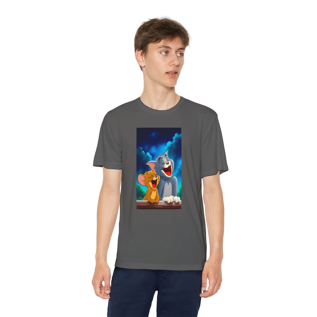 Youth Competitor Tee with Tom And Jerry design, Cartoon Graphic Kid's T-Shirt, Kids Tee, Children's Clothing, Funny Tee for Boys and Girls