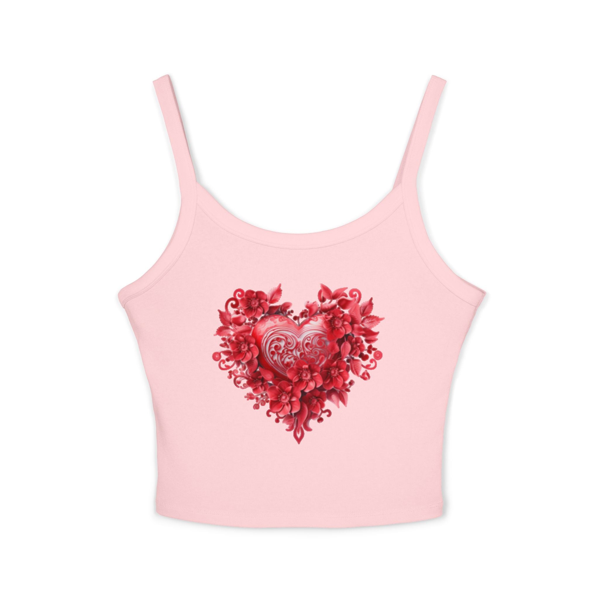 Heart Tank Top, Love Cami, Valentine's Day Shirt, Romantic Sleeveless Tee, Women's Summer Blouse, Cute Spaghetti Strap Tank