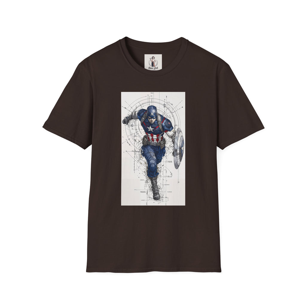 Captain America Superhero Marvel Unisex Softstyle T-Shirt, Comic Book Tee, Geeky Clothing, Cosplay Costume Top