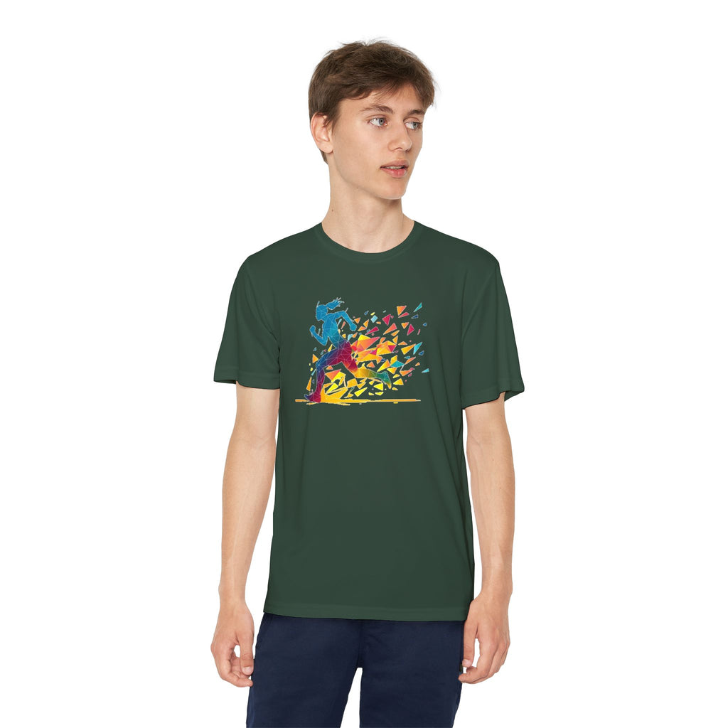 Running Youth T-Shirt Sports Graphic Tee, Cool Athletic Shirt for Kids, Perfect for Sports Events, Team Spirit