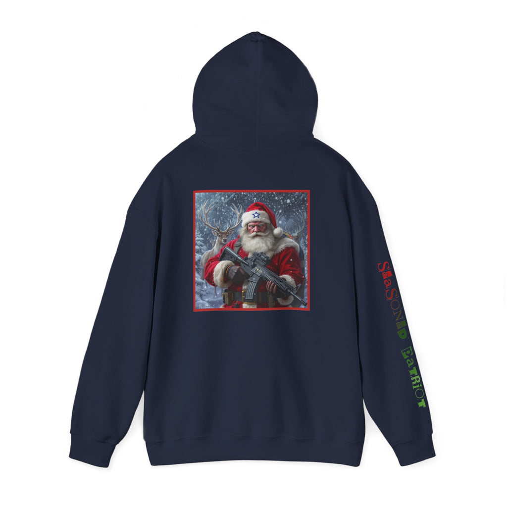 Christmas Santa Claus Patriotic USA Hoodie, Sweatshirt, Unisex Hooded Pullover, Holiday Outerwear, Festive Winter Apparel