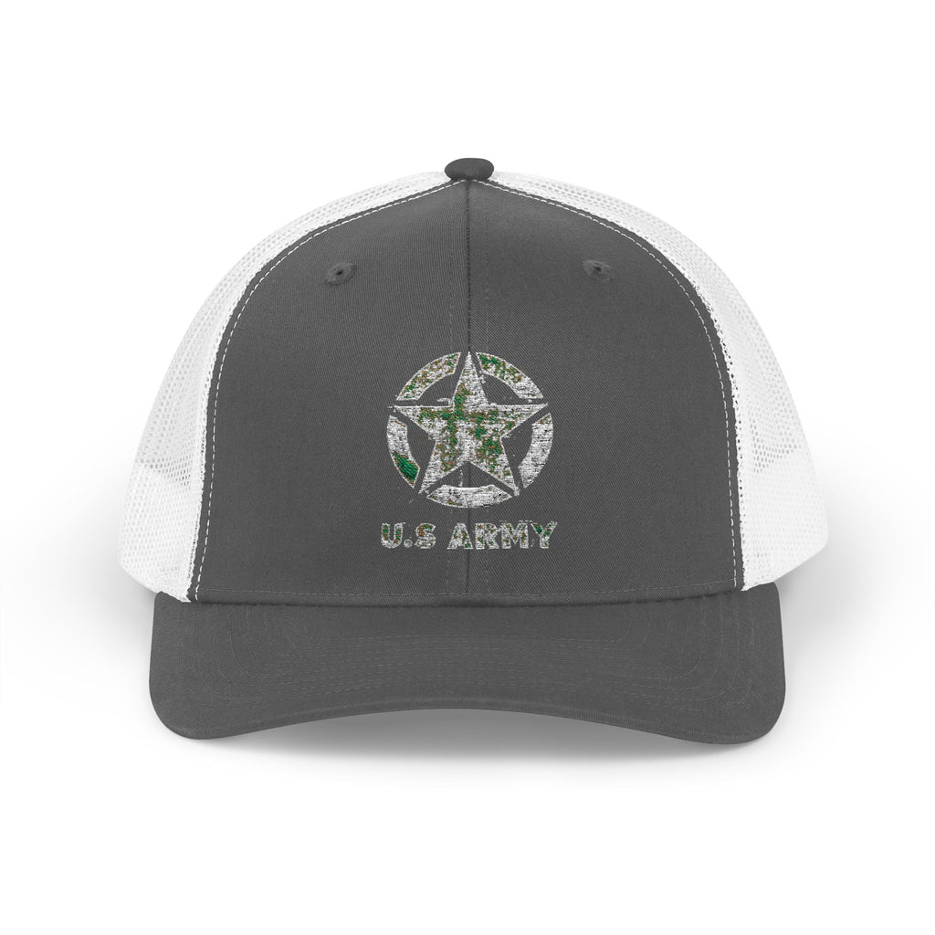 US Army Patriotic Snapback Trucker Cap with Thin Red Line Design, Ideal for First Responders, Supportive Gifts, Memorials, Everyday Wear