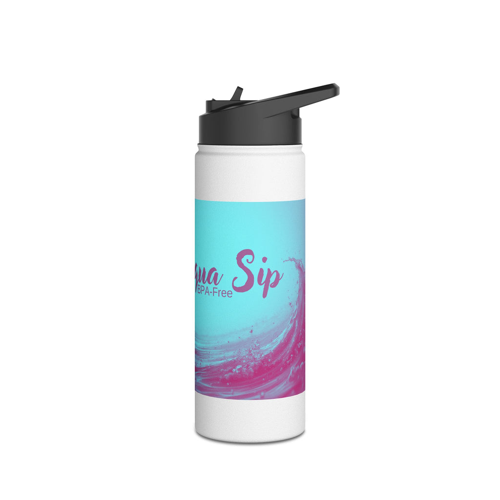 Aqua Wave Stainless Steel Water Bottle, Hydration Gift, Outdoor Adventure, Beach Vibes, Eco-Friendly, Travel Companion