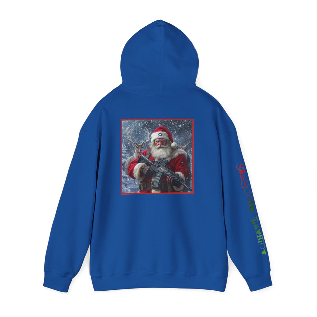 Christmas Santa Claus Patriotic USA Hoodie, Sweatshirt, Unisex Hooded Pullover, Holiday Outerwear, Festive Winter Apparel
