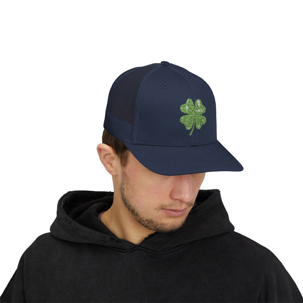 St. Patrick's Day Lucky 4-Leaf Clover Snapback Trucker Cap