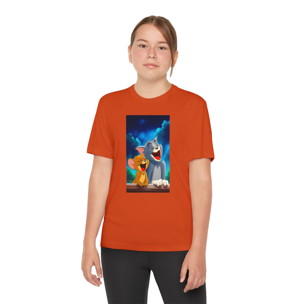 Youth Competitor Tee with Tom And Jerry design, Cartoon Graphic Kid's T-Shirt, Kids Tee, Children's Clothing, Funny Tee for Boys and Girls