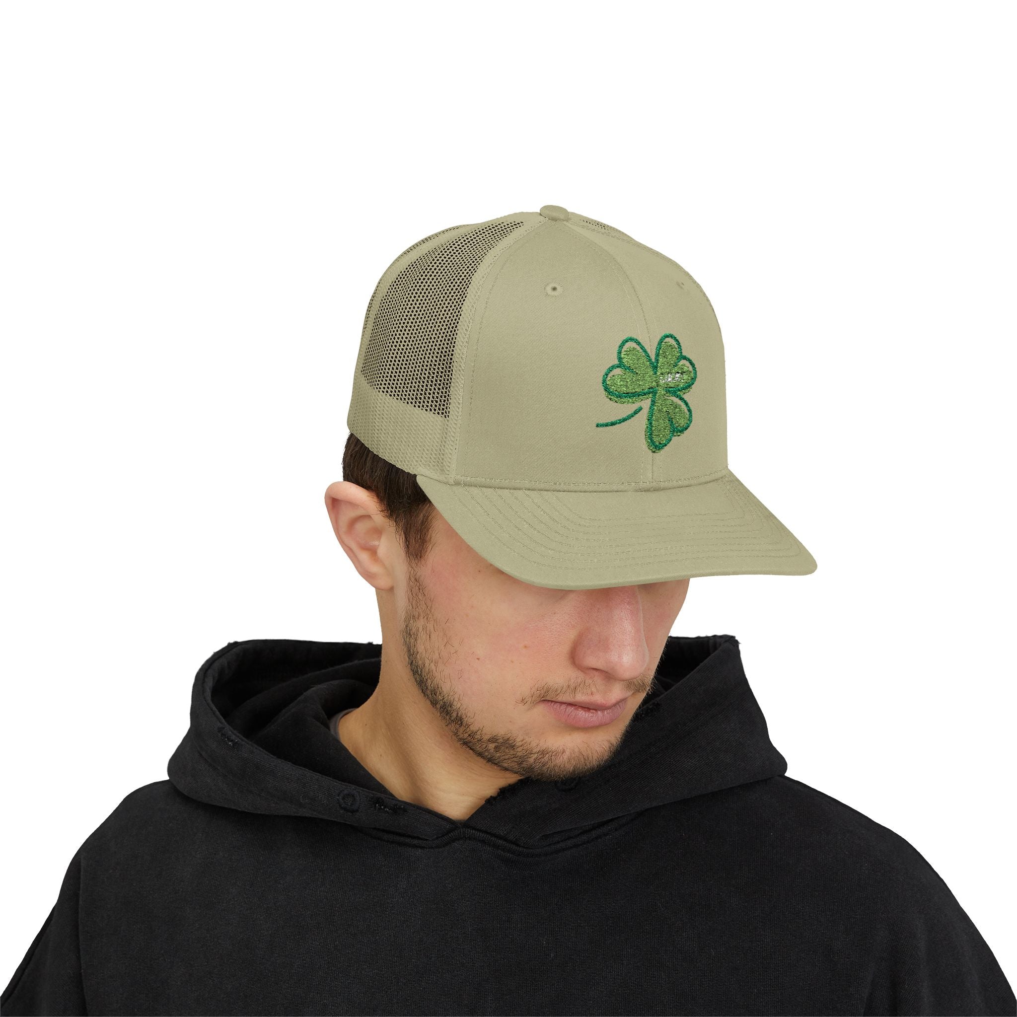 St. Patrick's Day Lucky 4-Leaf Clover Snapback Trucker Cap