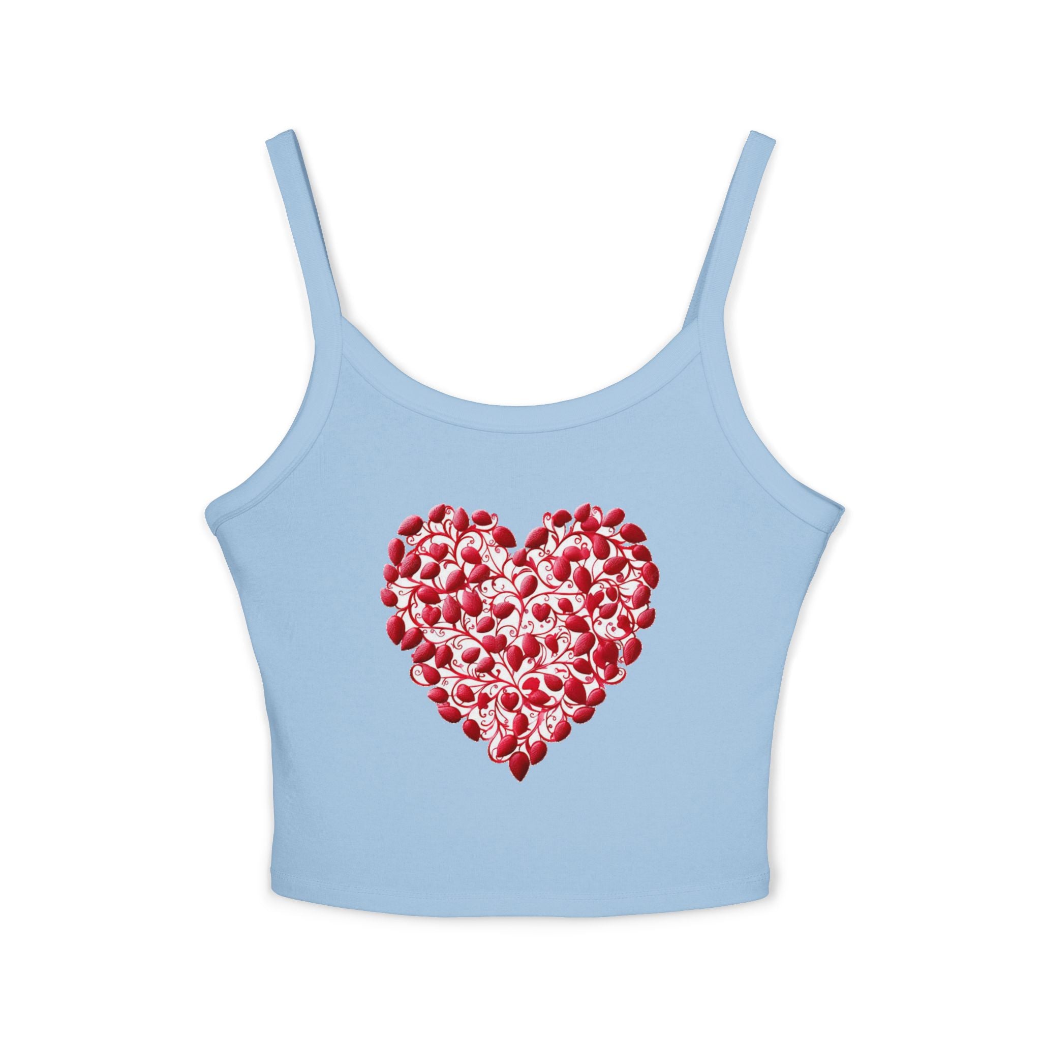Heart Tank Top, Love Cami, Valentine's Day Shirt, Romantic Sleeveless Tee, Women's Summer Blouse, Cute Spaghetti Strap Tank