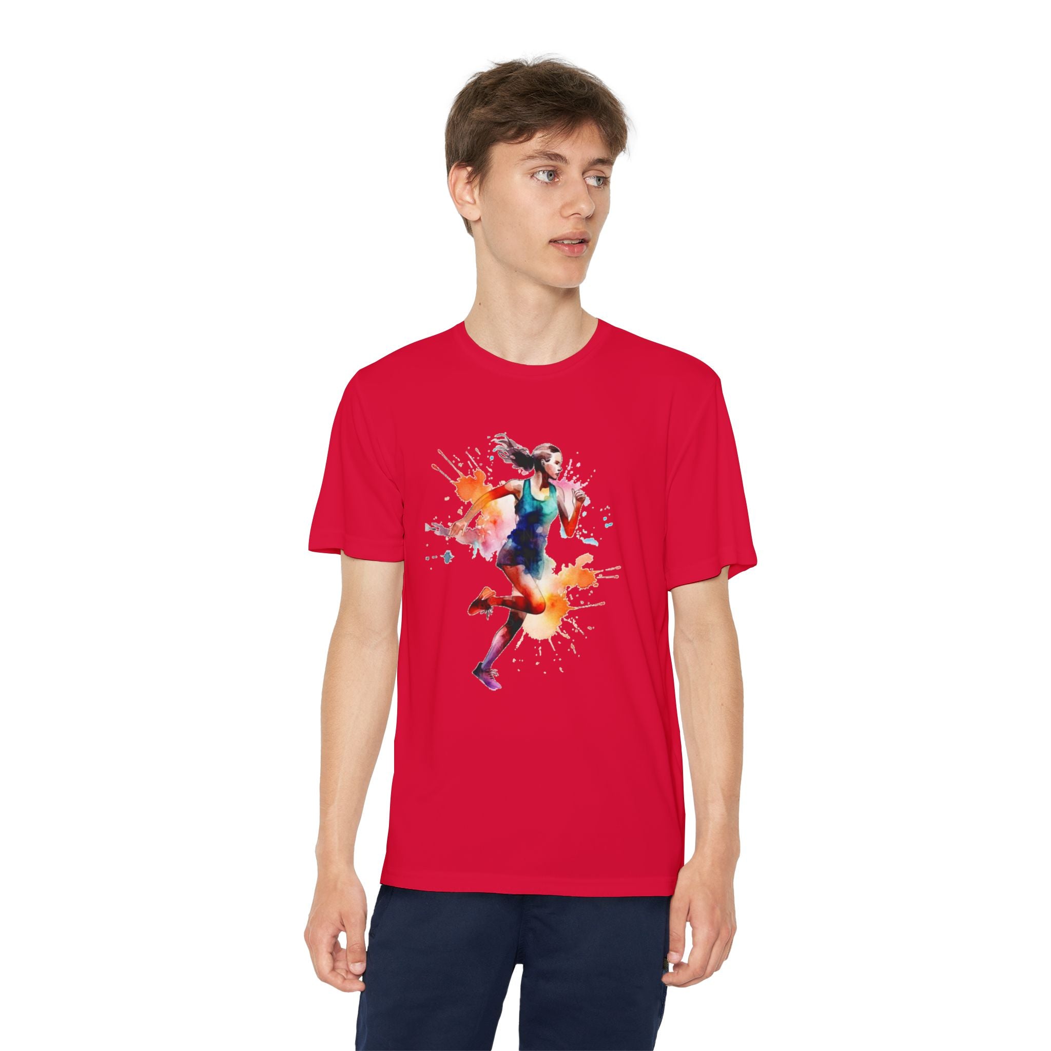 Running Youth T-Shirt Sports Graphic Tee, Cool Athletic Shirt for Kids, Perfect for Sports Events, Team Spirit