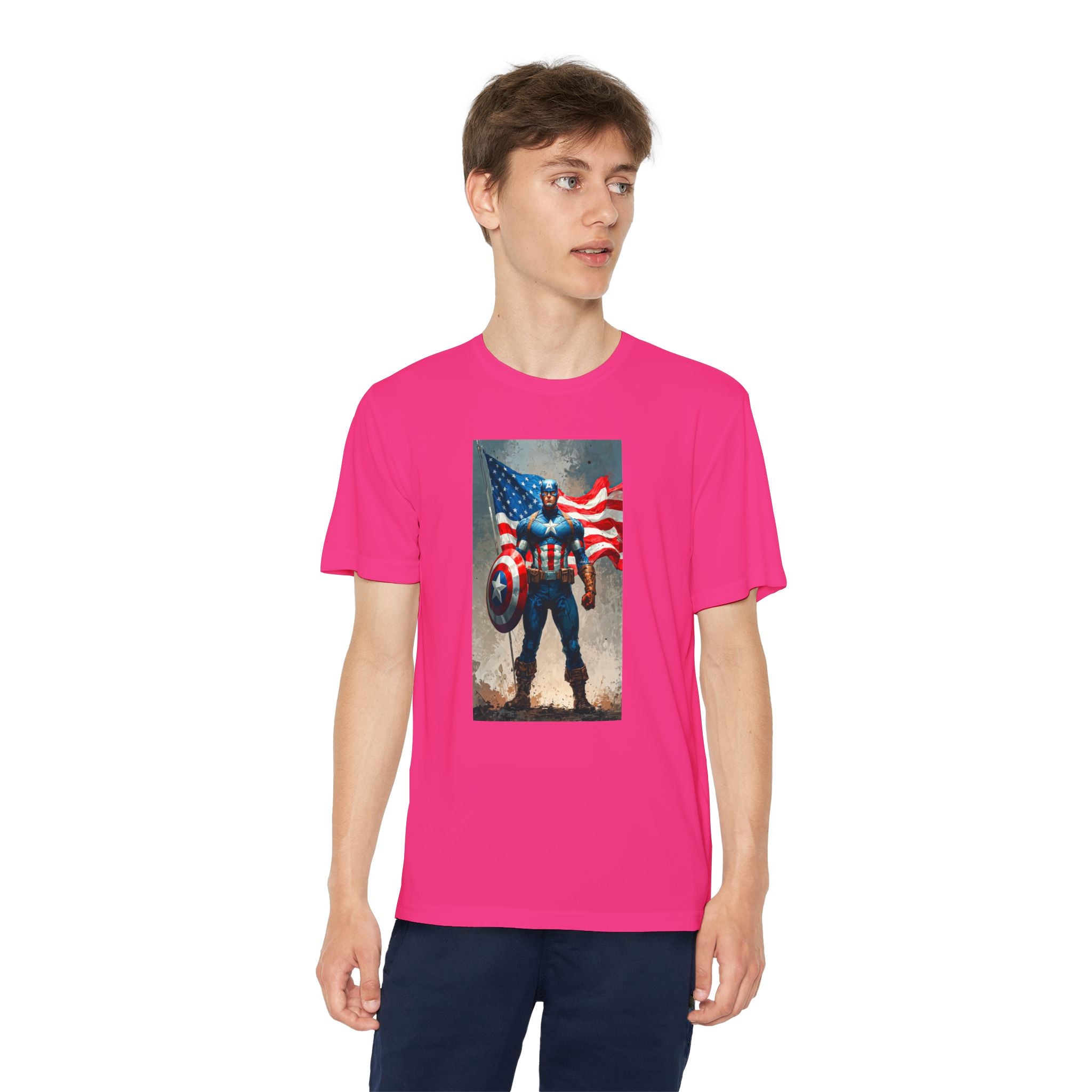 Captain America Superhero Marvel Patriotic, Kids Graphic T-Shirt, Boys Hero Top, Girls Comic Book Clothing, Birthday