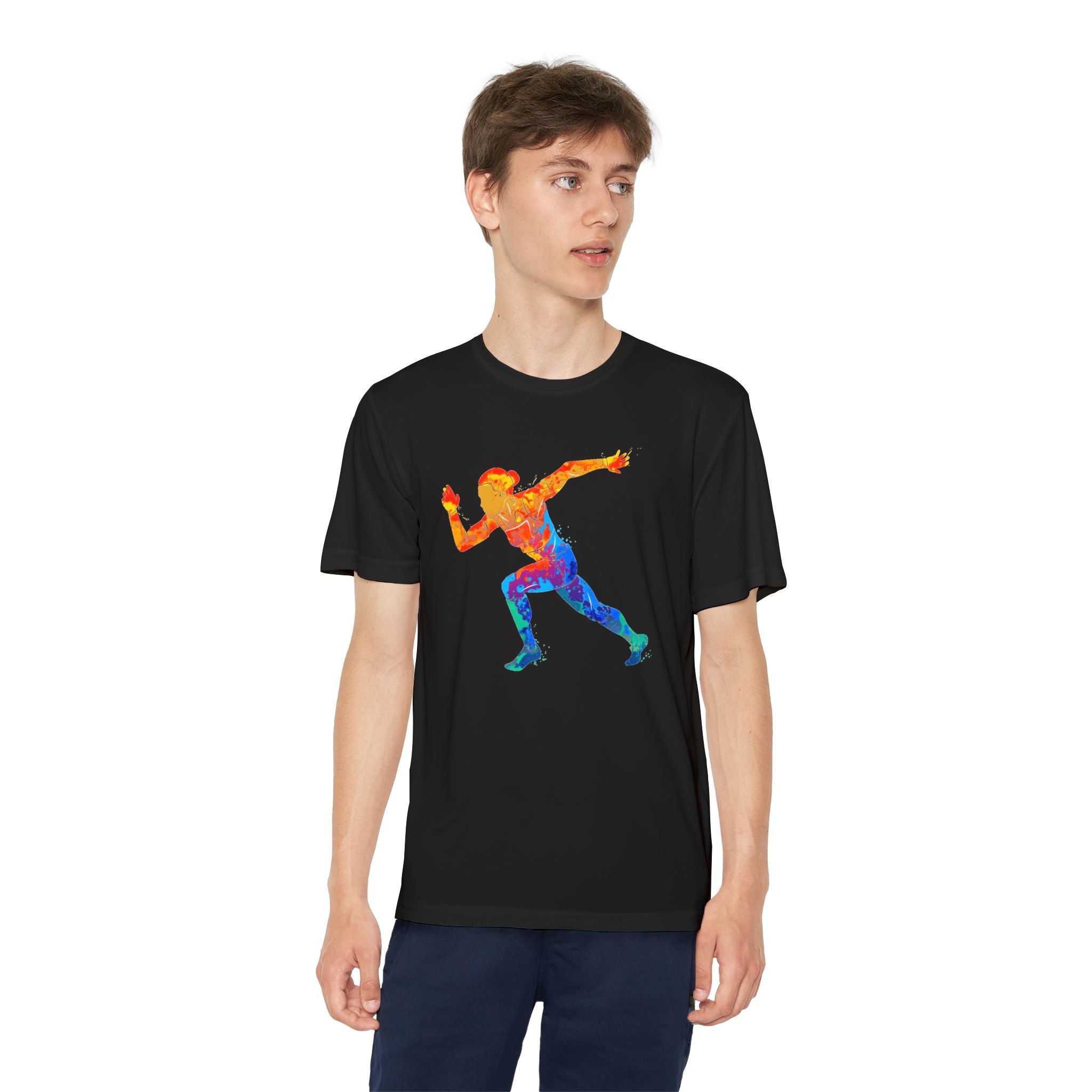 Running Youth T-Shirt Sports Graphic Tee, Cool Athletic Shirt for Kids, Perfect for Sports Events, Team Spirit