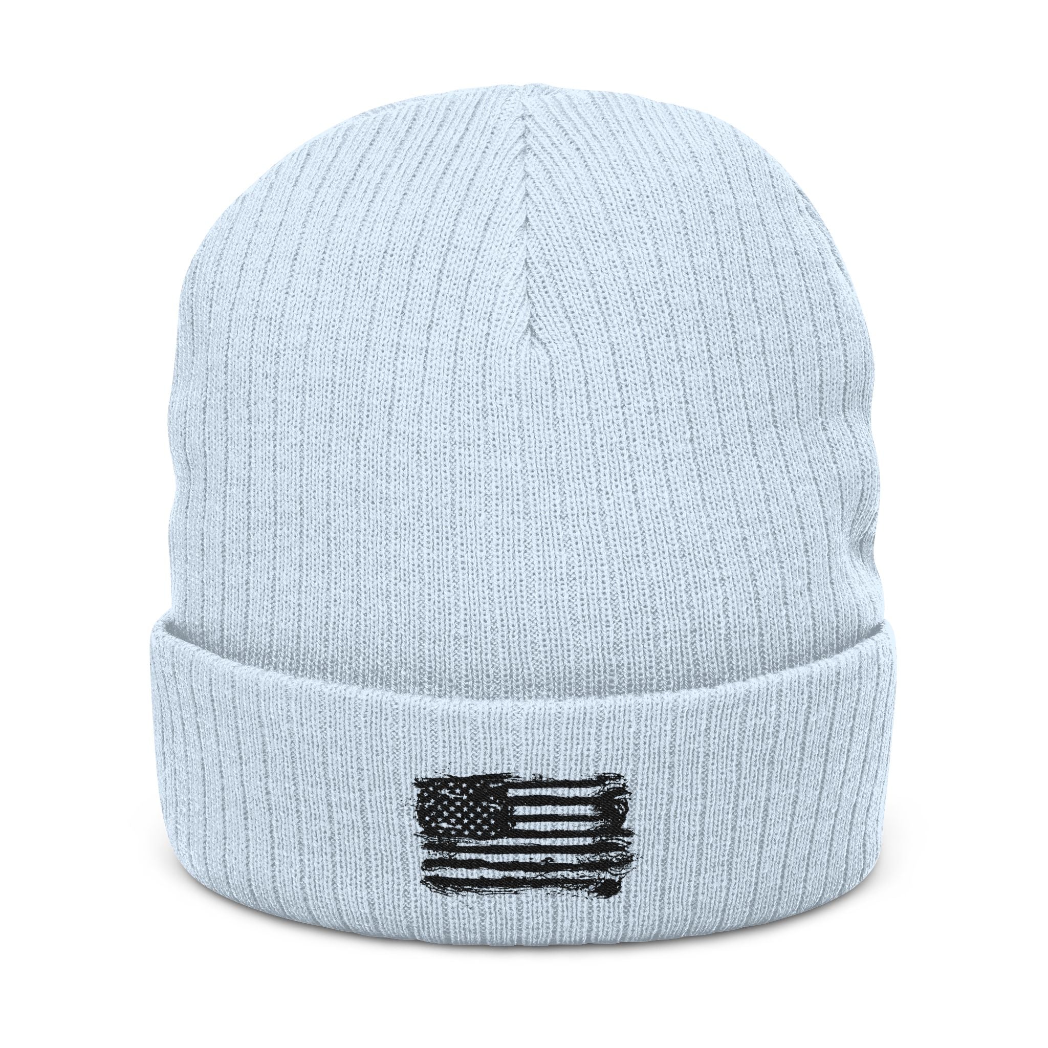 Stylish Embroidered Beanie with  Patriotic Flag Design | Winter Hat, Cozy Headwear, Gifts for Him, Outdoor Apparel, Fashionable Knitwear