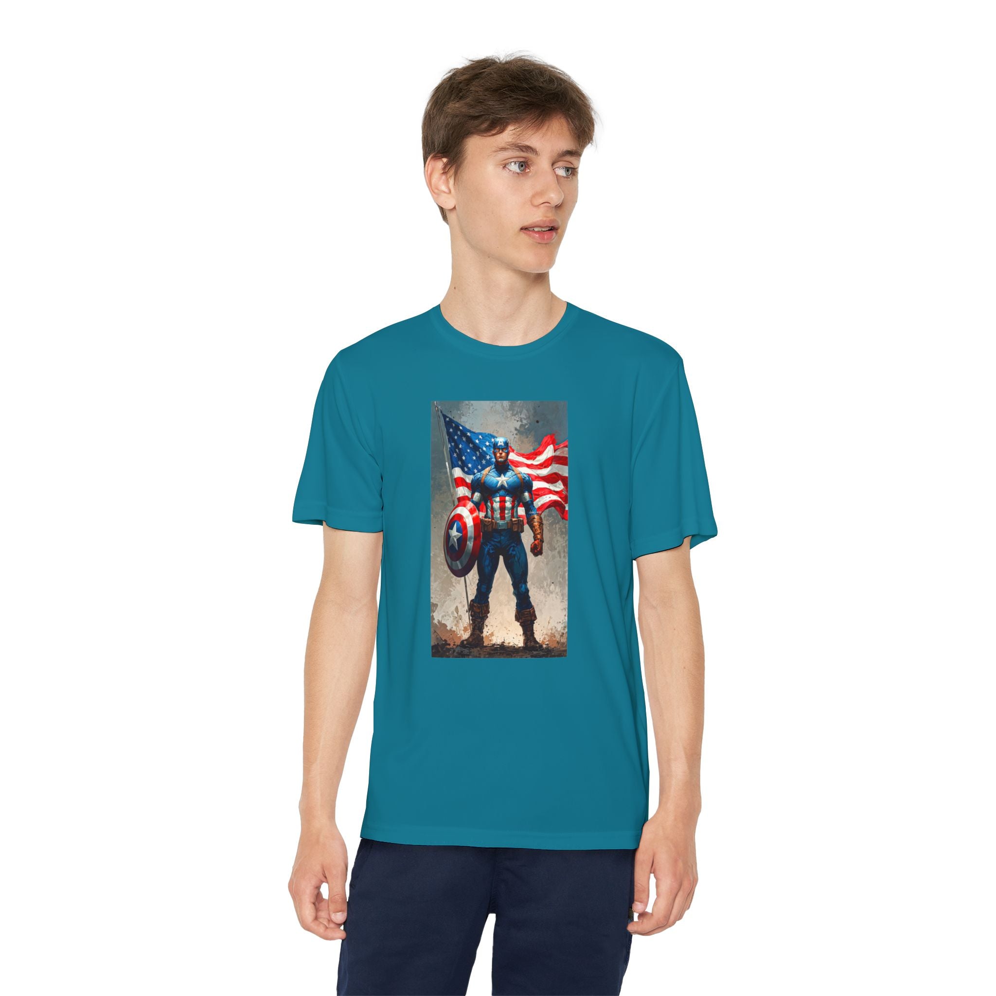 Captain America Superhero Marvel Patriotic, Kids Graphic T-Shirt, Boys Hero Top, Girls Comic Book Clothing, Birthday