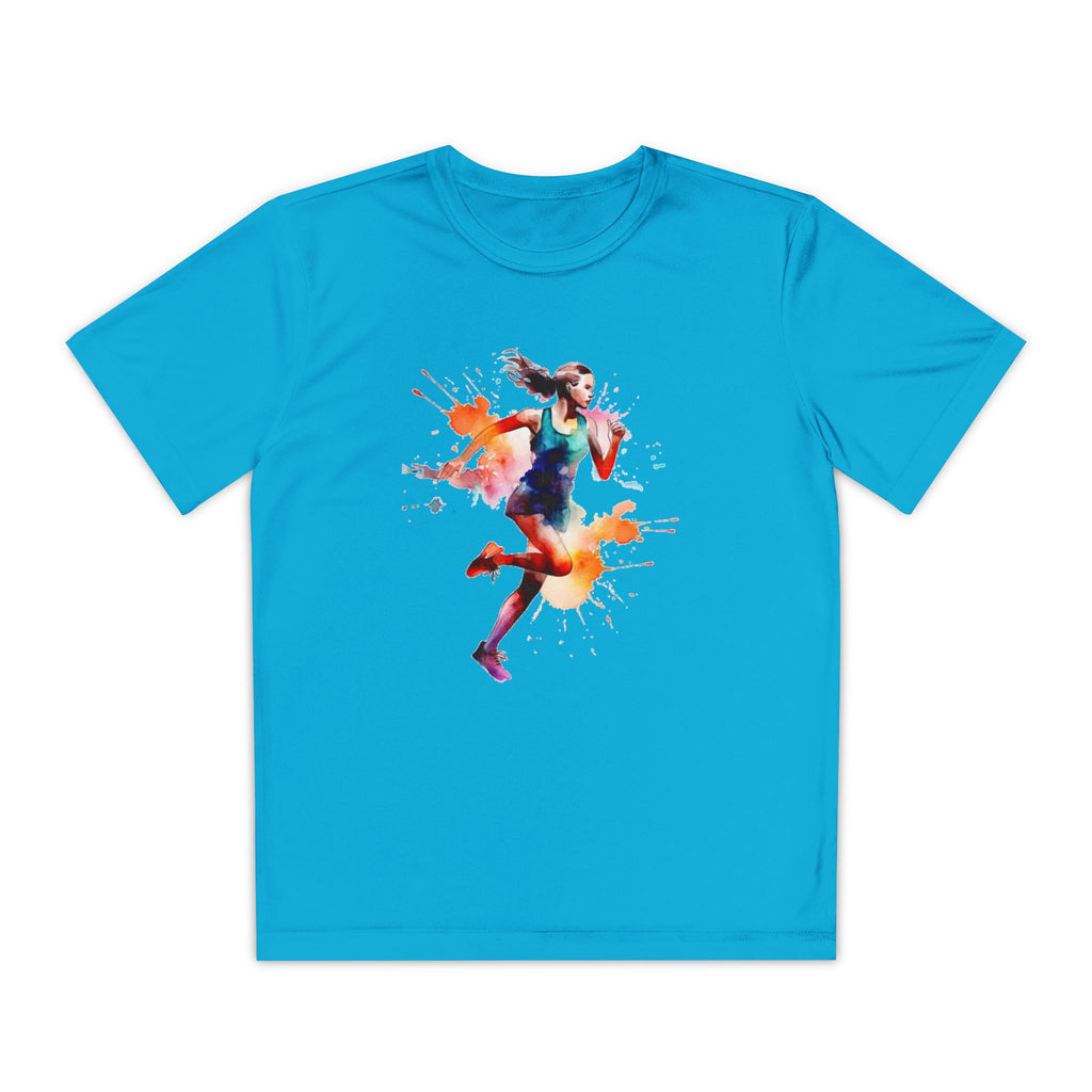 Running Youth T-Shirt Sports Graphic Tee, Cool Athletic Shirt for Kids, Perfect for Sports Events, Team Spirit