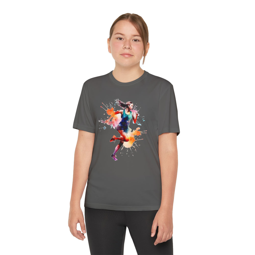 Running Youth T-Shirt Sports Graphic Tee, Cool Athletic Shirt for Kids, Perfect for Sports Events, Team Spirit