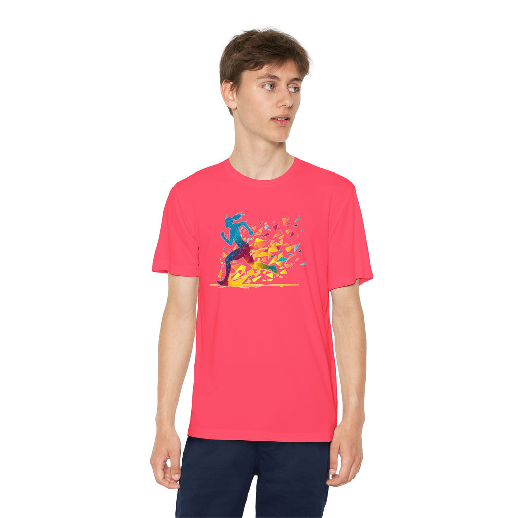 Running Youth T-Shirt Sports Graphic Tee, Cool Athletic Shirt for Kids, Perfect for Sports Events, Team Spirit