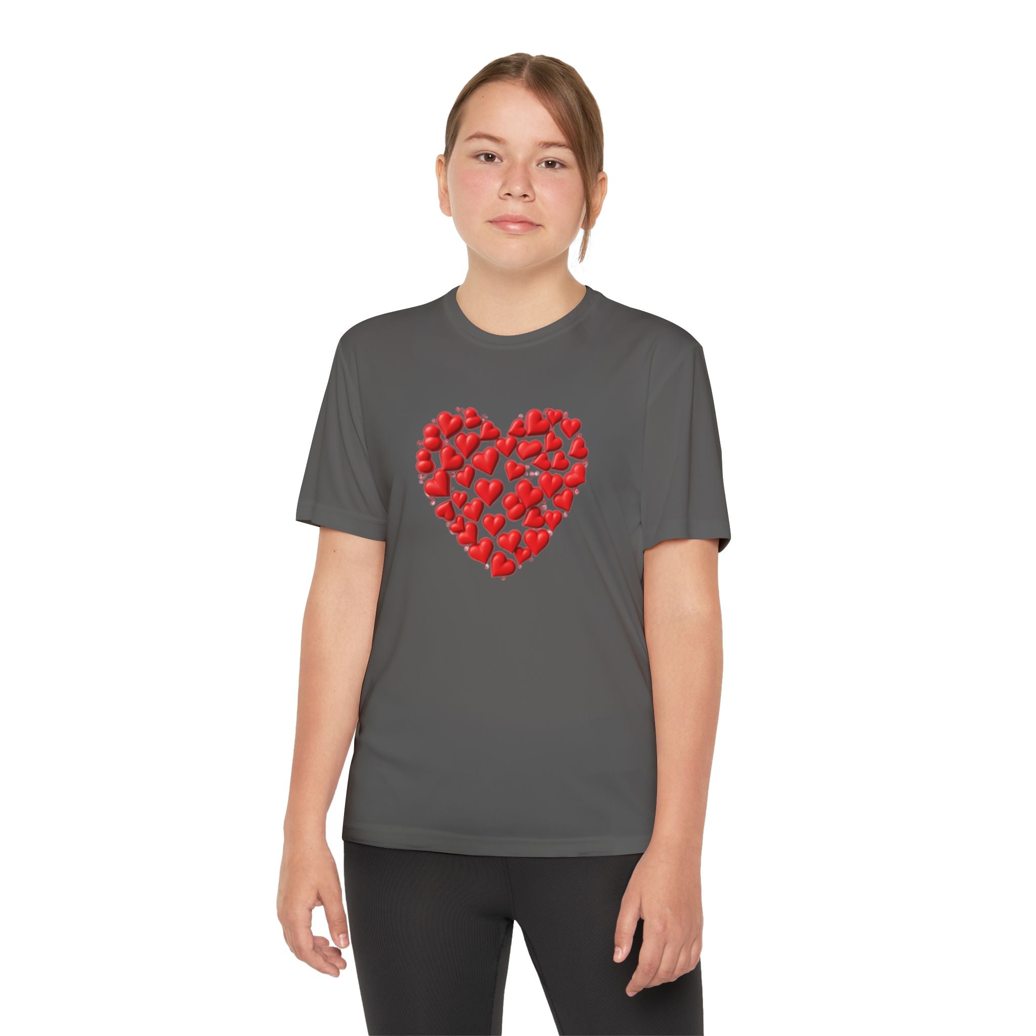 Heart Youth T-Shirt Sports Graphic Tee, Cool Athletic Shirt for Kids, Perfect for Sports Events, Team Spirit