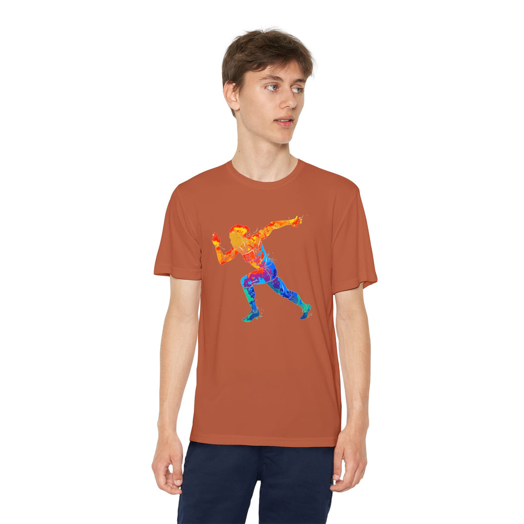 Running Youth T-Shirt Sports Graphic Tee, Cool Athletic Shirt for Kids, Perfect for Sports Events, Team Spirit