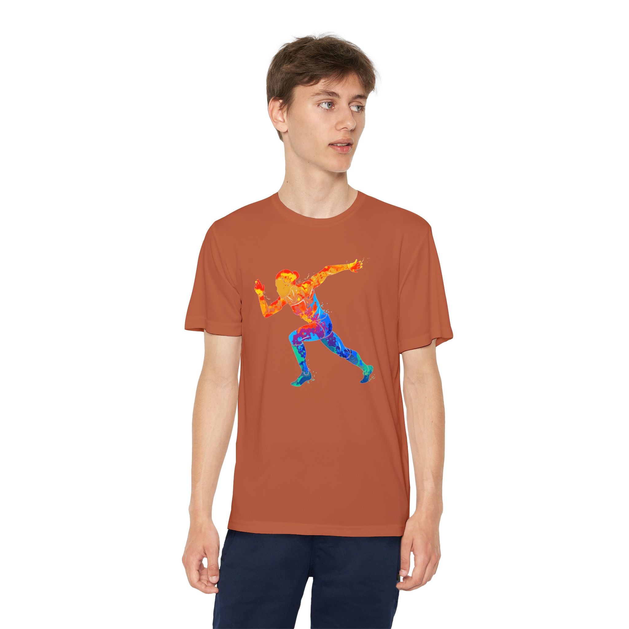 Running Youth T-Shirt Sports Graphic Tee, Cool Athletic Shirt for Kids, Perfect for Sports Events, Team Spirit