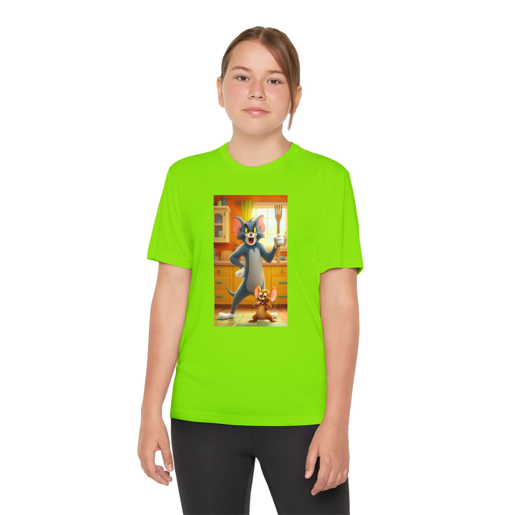 Youth Competitor Tee with Tom And Jerry design, Cartoon Graphic Kid's T-Shirt, Kids Tee, Children's Clothing, Funny Tee for Boys and Girls