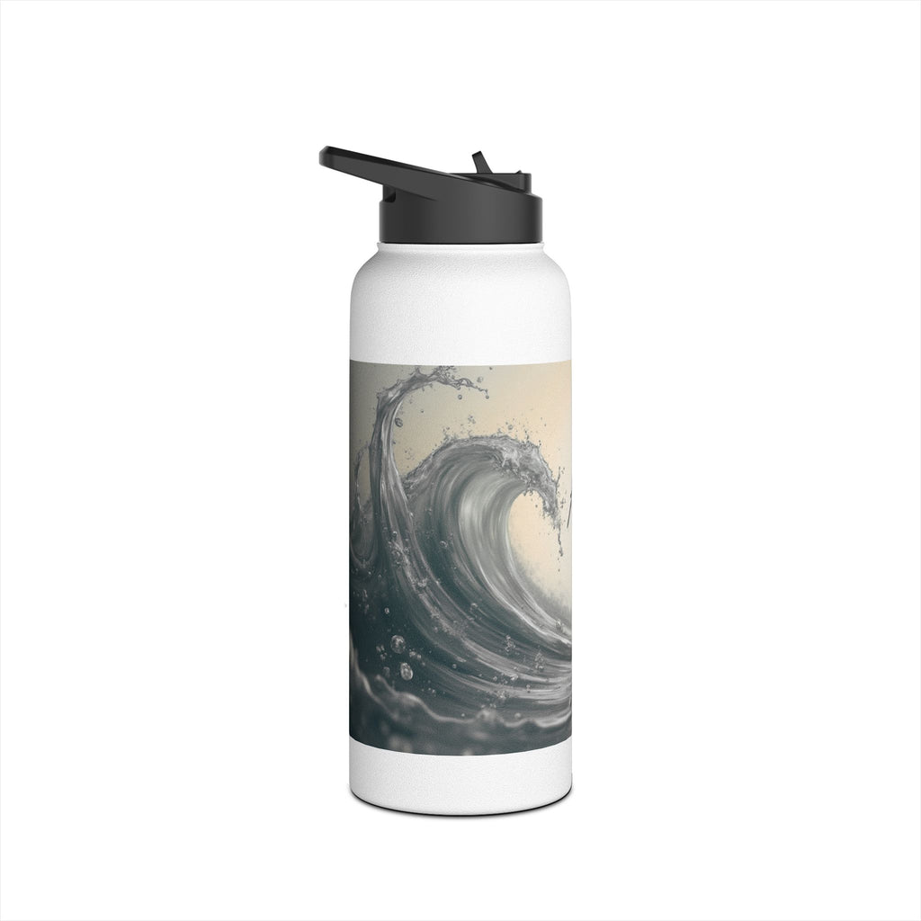 Aqua Wave Stainless Steel Water Bottle, Hydration Gift, Outdoor Adventure, Beach Vibes, Eco-Friendly, Travel Companion