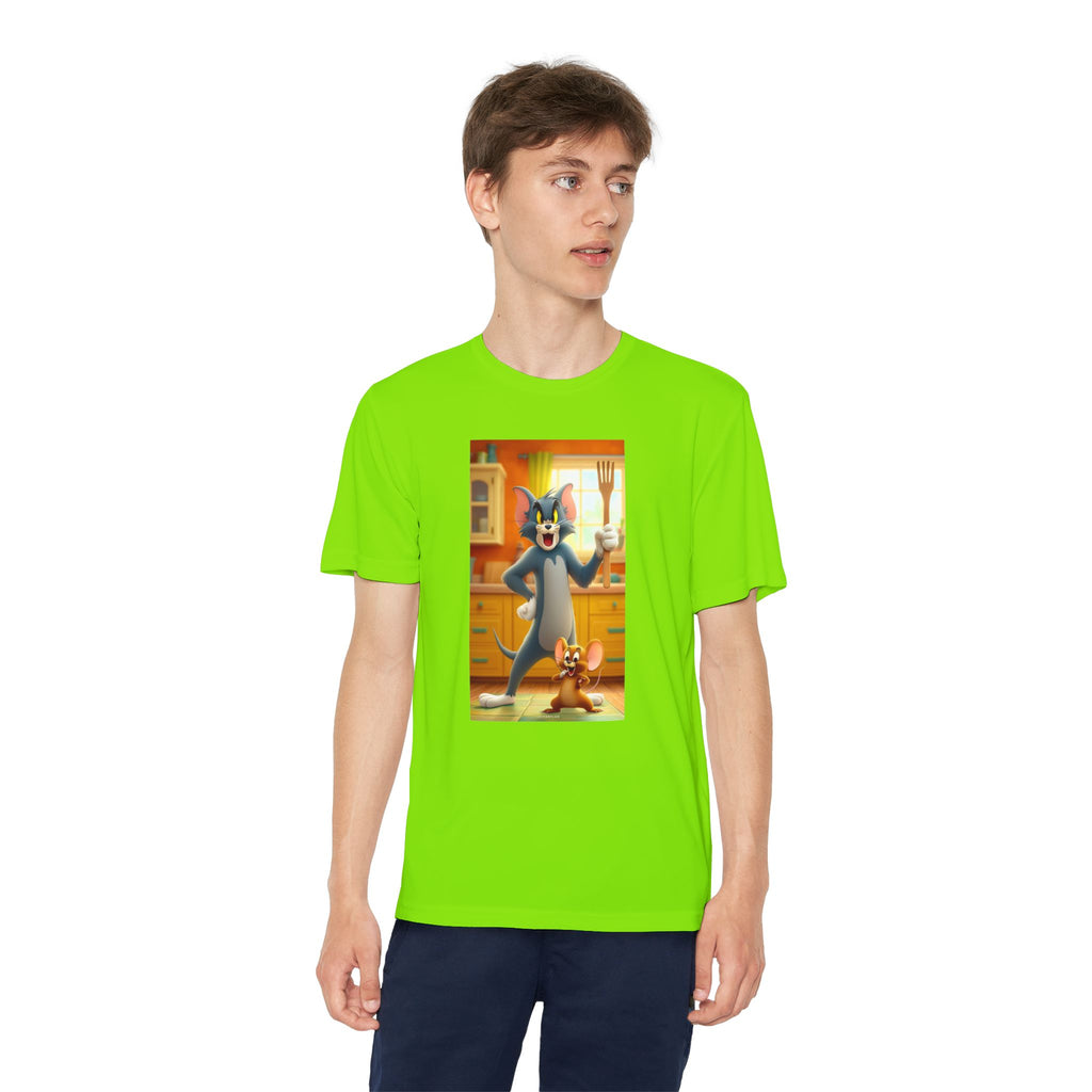 Youth Competitor Tee with Tom And Jerry design, Cartoon Graphic Kid's T-Shirt, Kids Tee, Children's Clothing, Funny Tee for Boys and Girls
