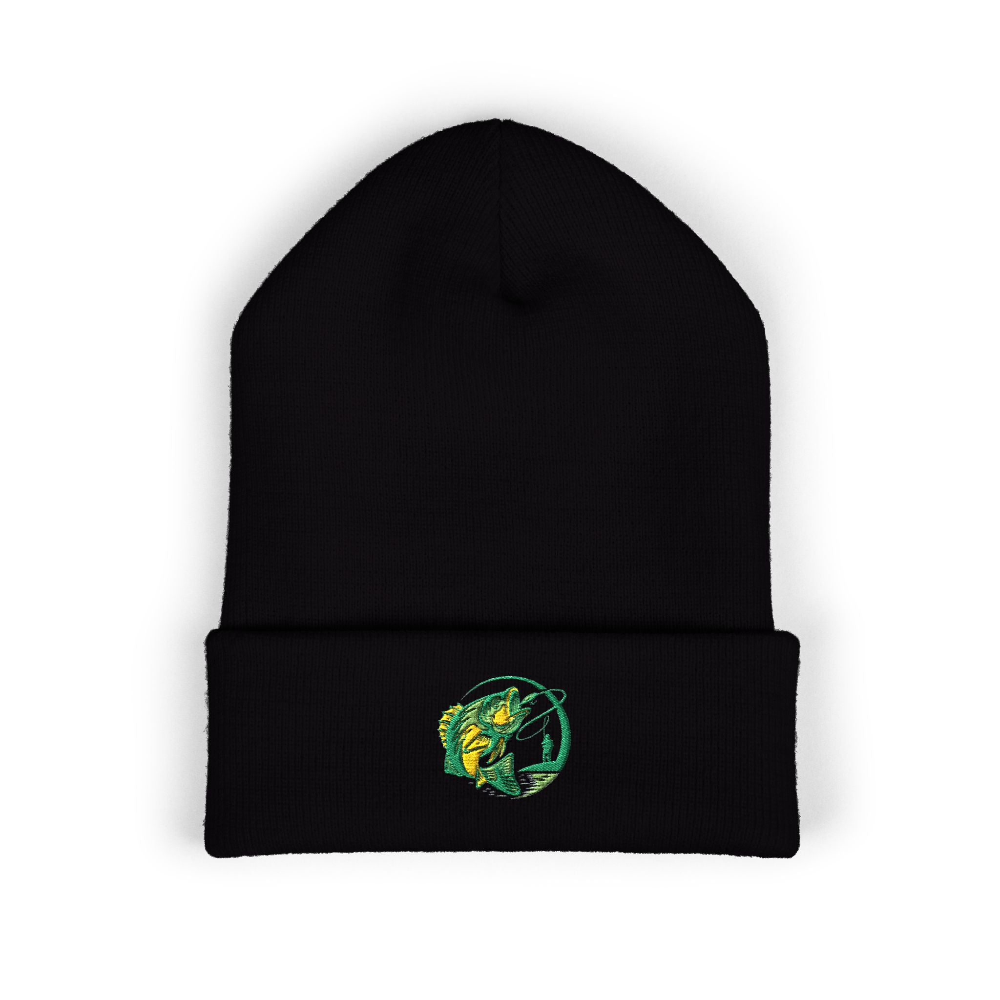 Embroidered Fishing Beanie, Fisherman Gift, Outdoor Winter Hat, Fishing Lover Apparel, Fishing Beanie with Embroidery