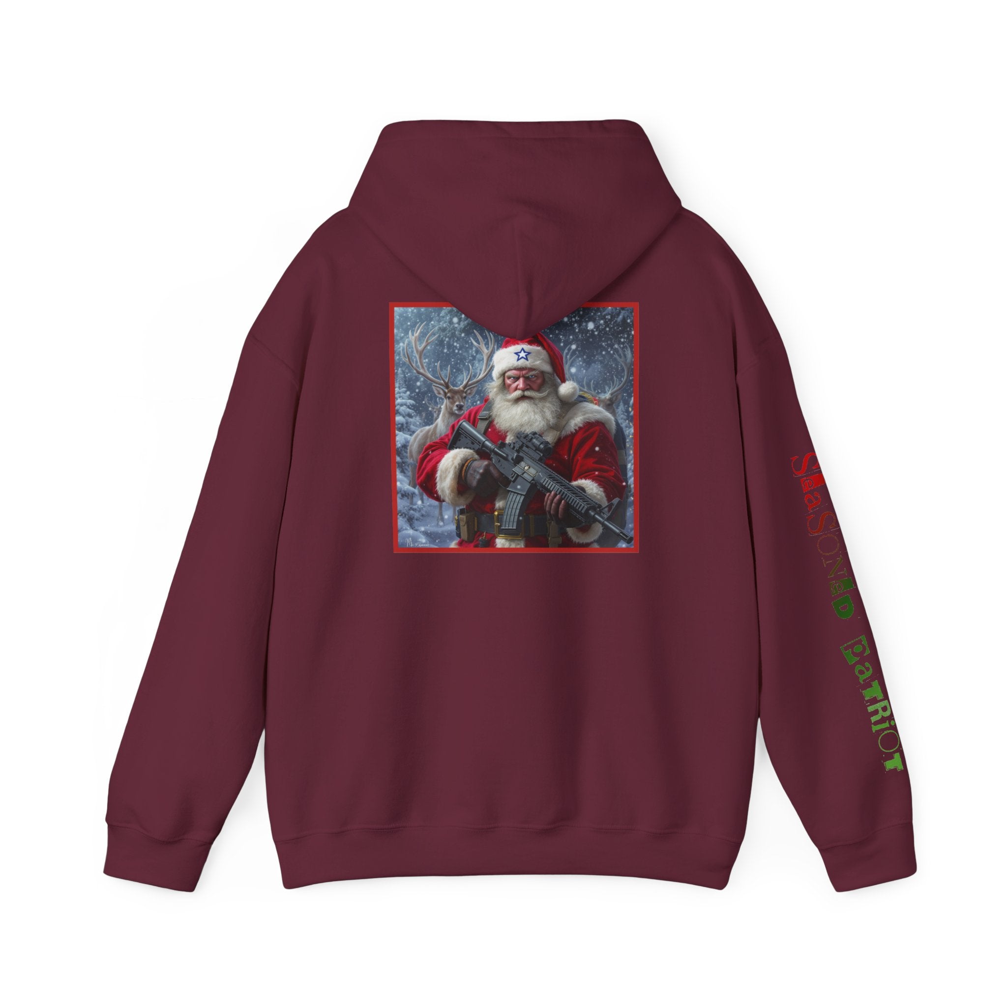 Christmas Santa Claus Patriotic USA Hoodie, Sweatshirt, Unisex Hooded Pullover, Holiday Outerwear, Festive Winter Apparel
