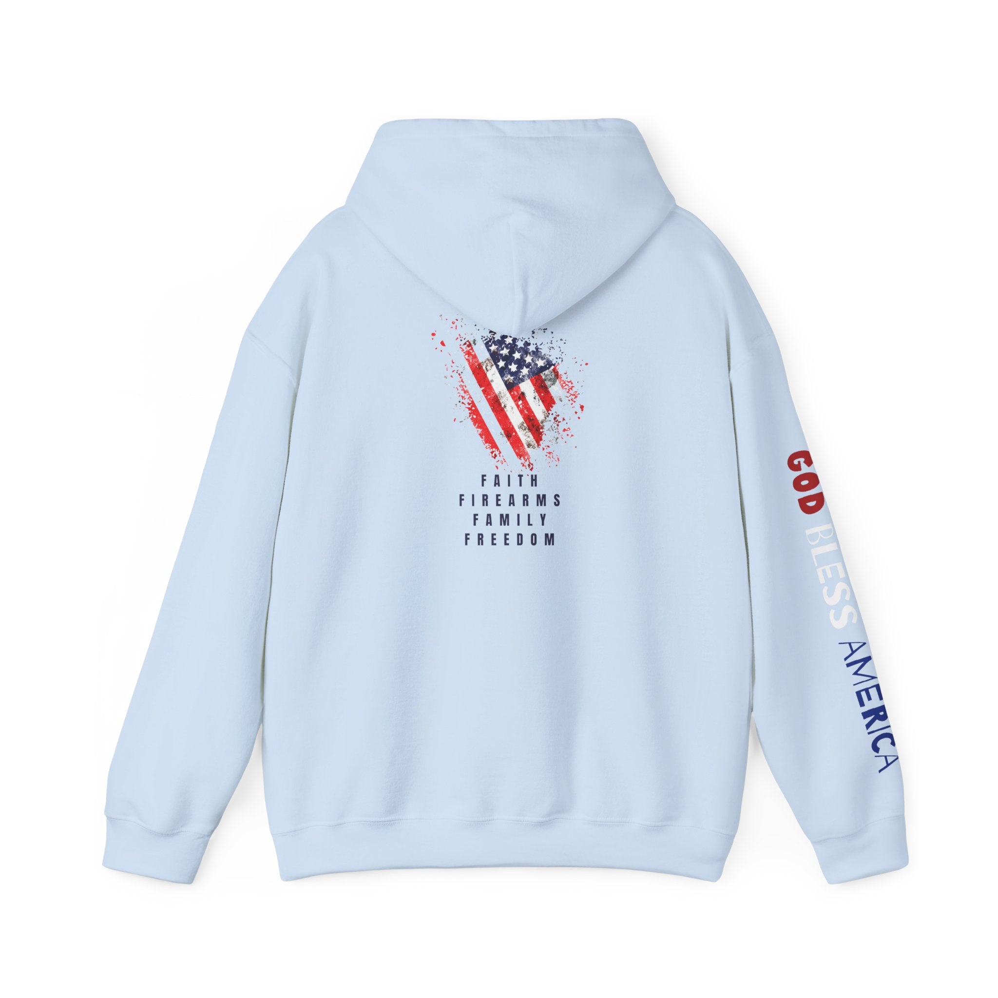 Faith Family Firearms Freedom Hooded Sweatshirt with Faith, Family, Firearms & Freedom Design - Unisex Cozy Wear for Celebrations