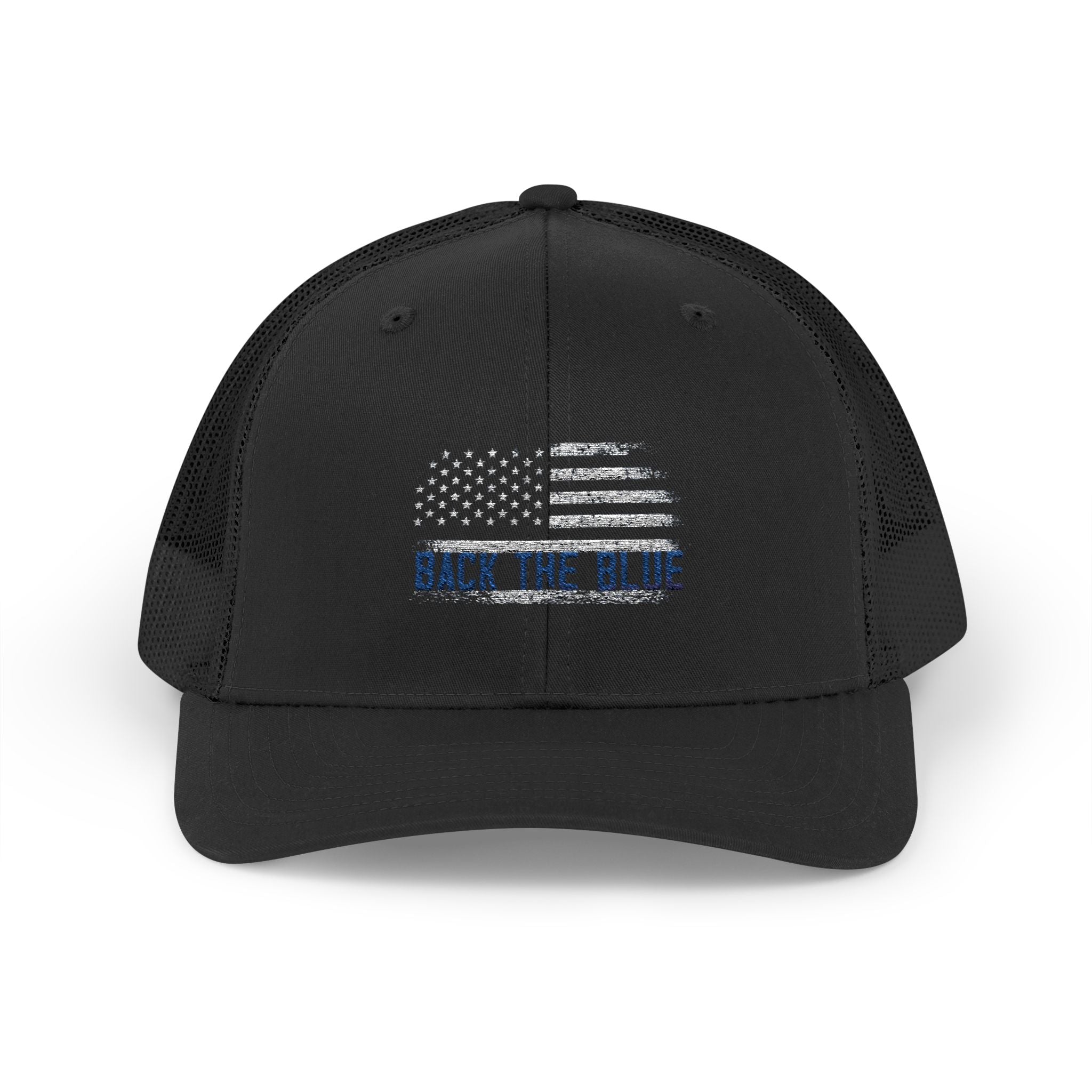 Back The Blue Snapback Trucker Cap with Thin Red Line Design, Ideal for First Responders, Supportive Gifts, Memorials, Everyday Wear