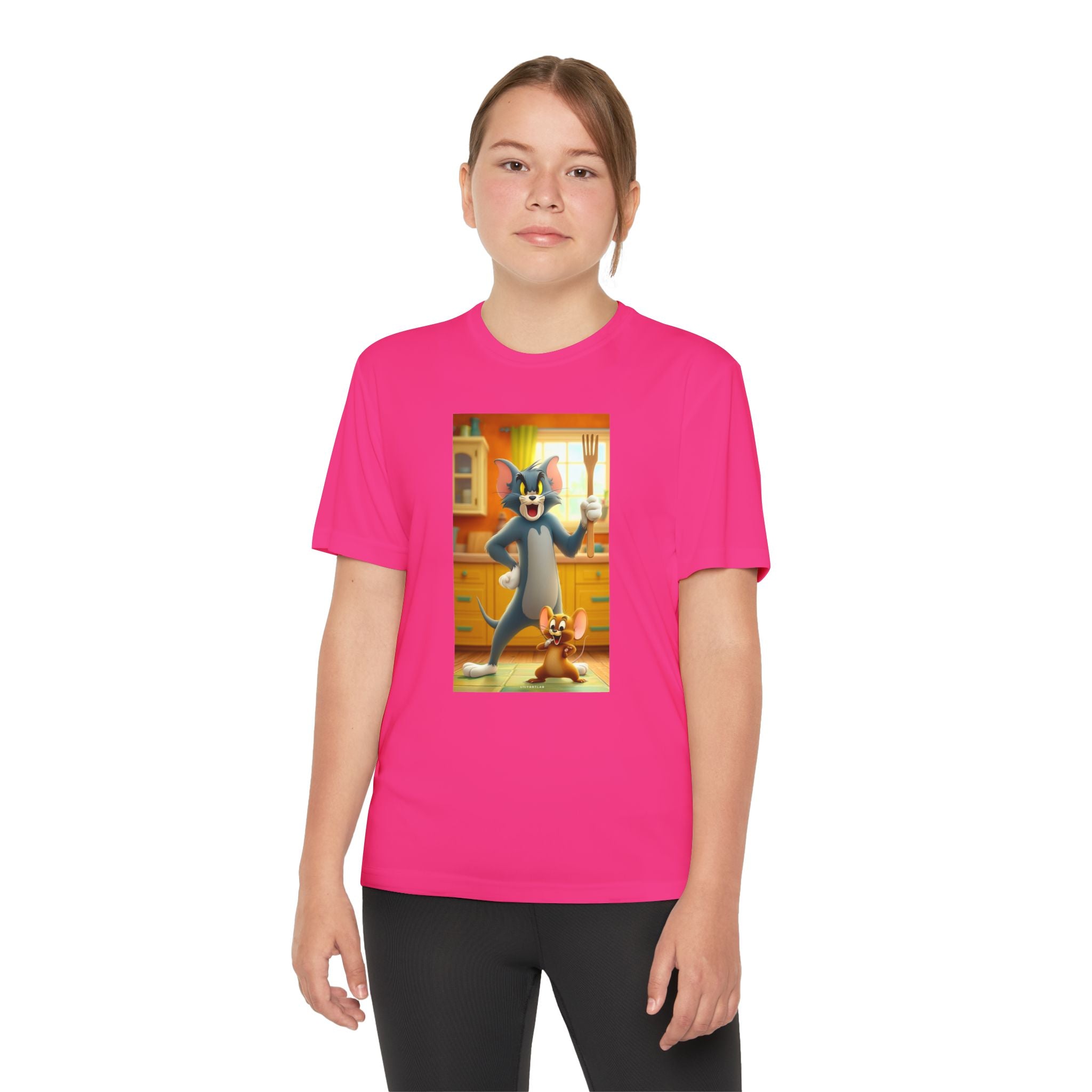 Youth Competitor Tee with Tom And Jerry design, Cartoon Graphic Kid's T-Shirt, Kids Tee, Children's Clothing, Funny Tee for Boys and Girls