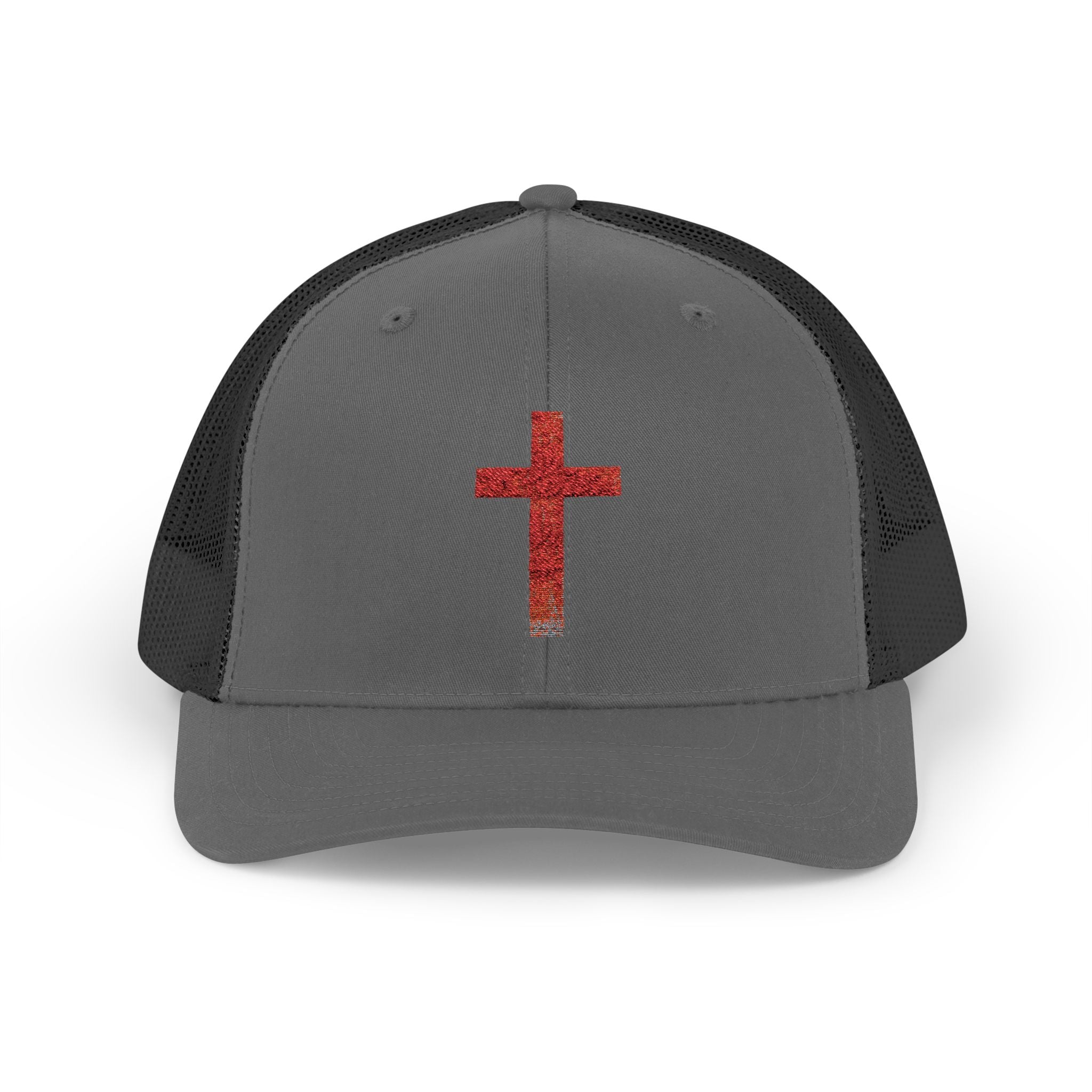 Holly Cross Snapback Trucker Cap with Thin Red Line Design, Ideal for First Responders, Supportive Gifts, Memorials, Everyday Wear