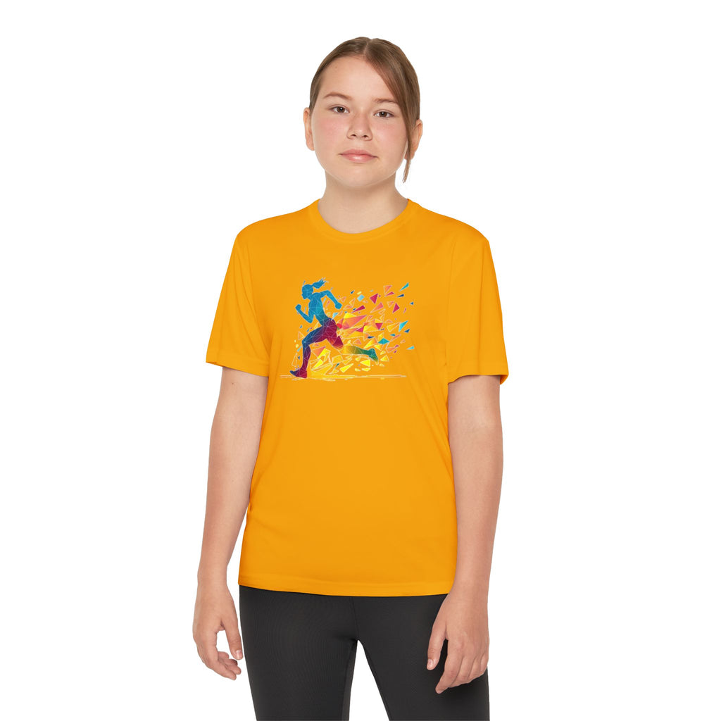 Running Youth T-Shirt Sports Graphic Tee, Cool Athletic Shirt for Kids, Perfect for Sports Events, Team Spirit