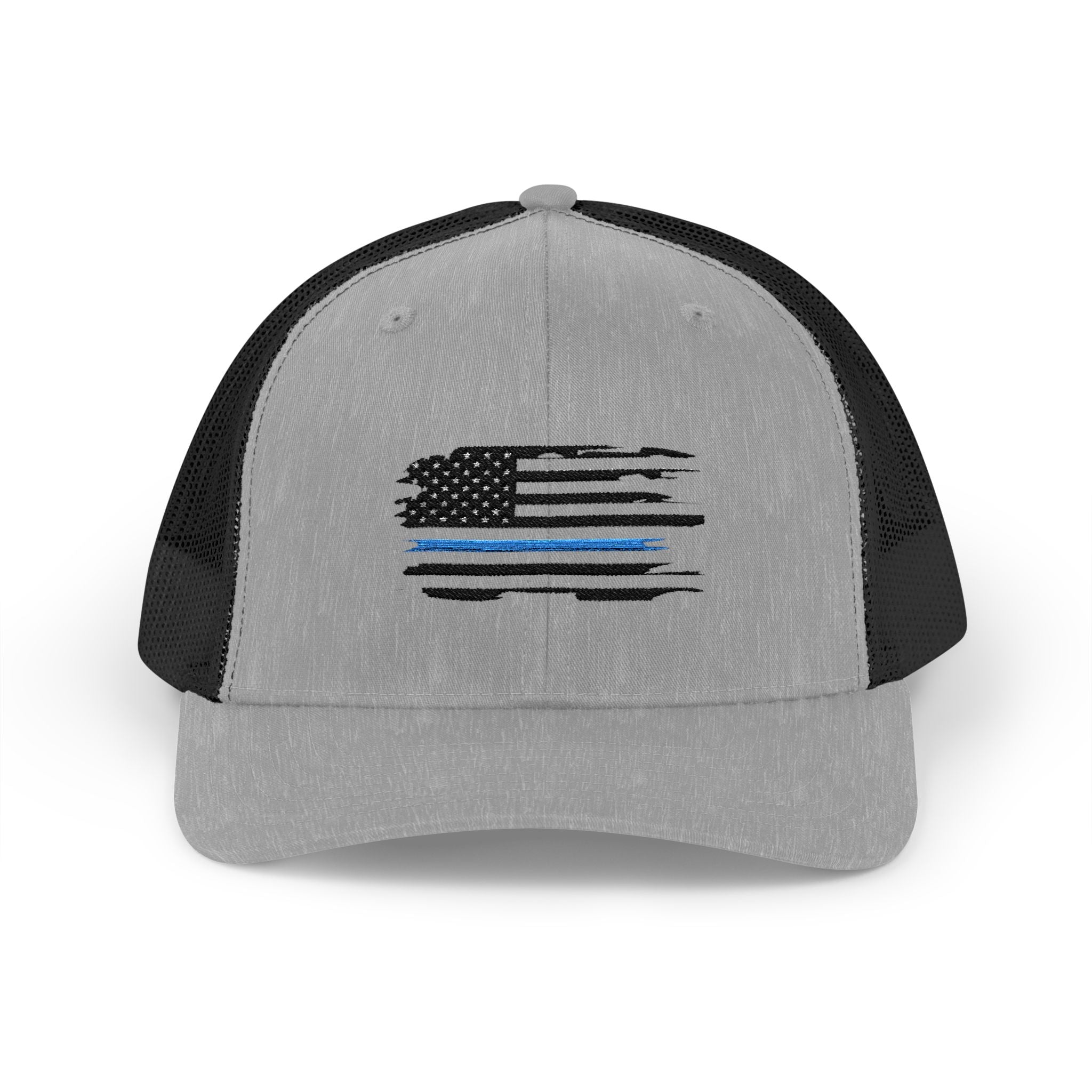 Back The Blue Snapback Trucker Cap with Thin Red Line Design, Ideal for First Responders, Supportive Gifts, Memorials, Everyday Wear