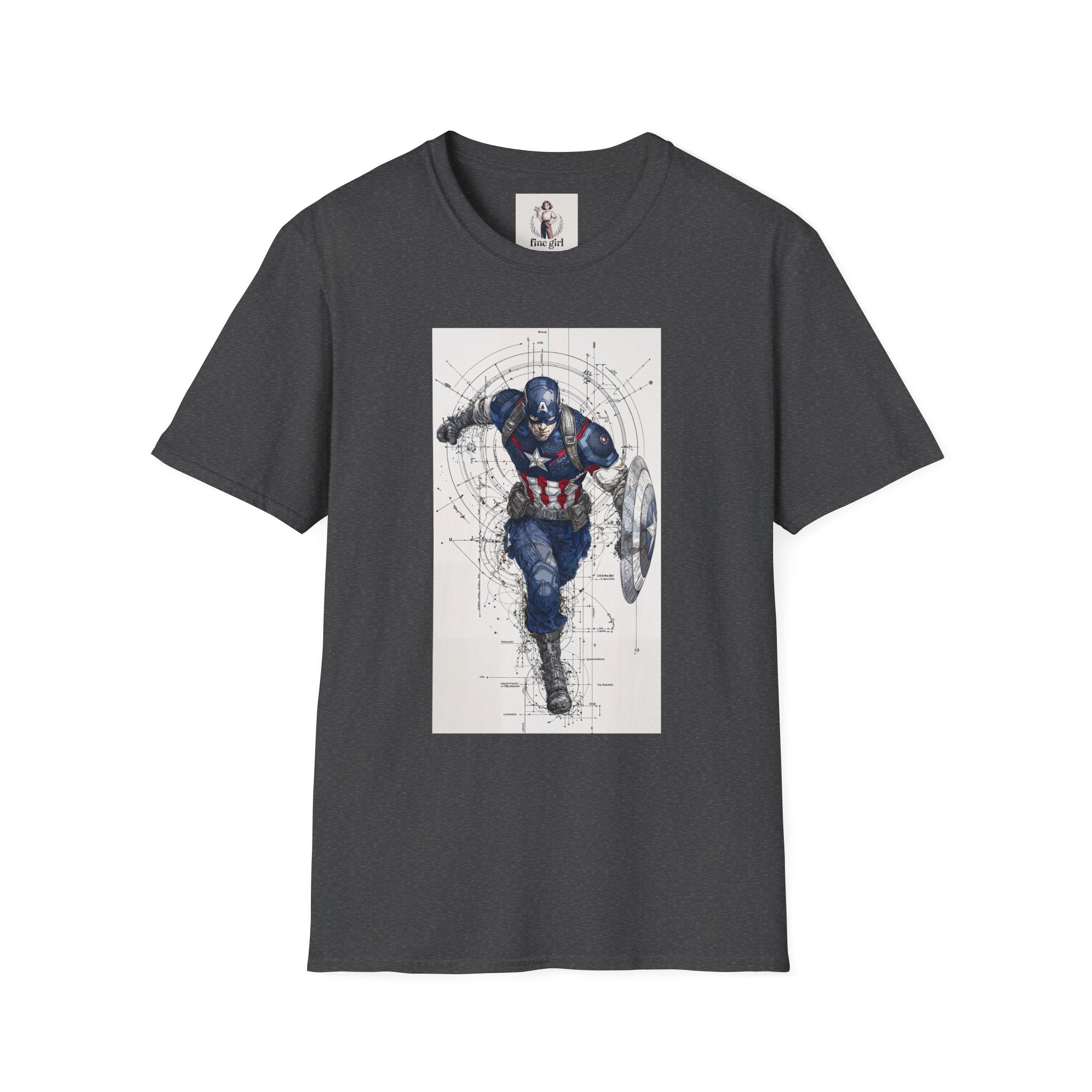 Captain America Superhero Marvel Unisex Softstyle T-Shirt, Comic Book Tee, Geeky Clothing, Cosplay Costume Top