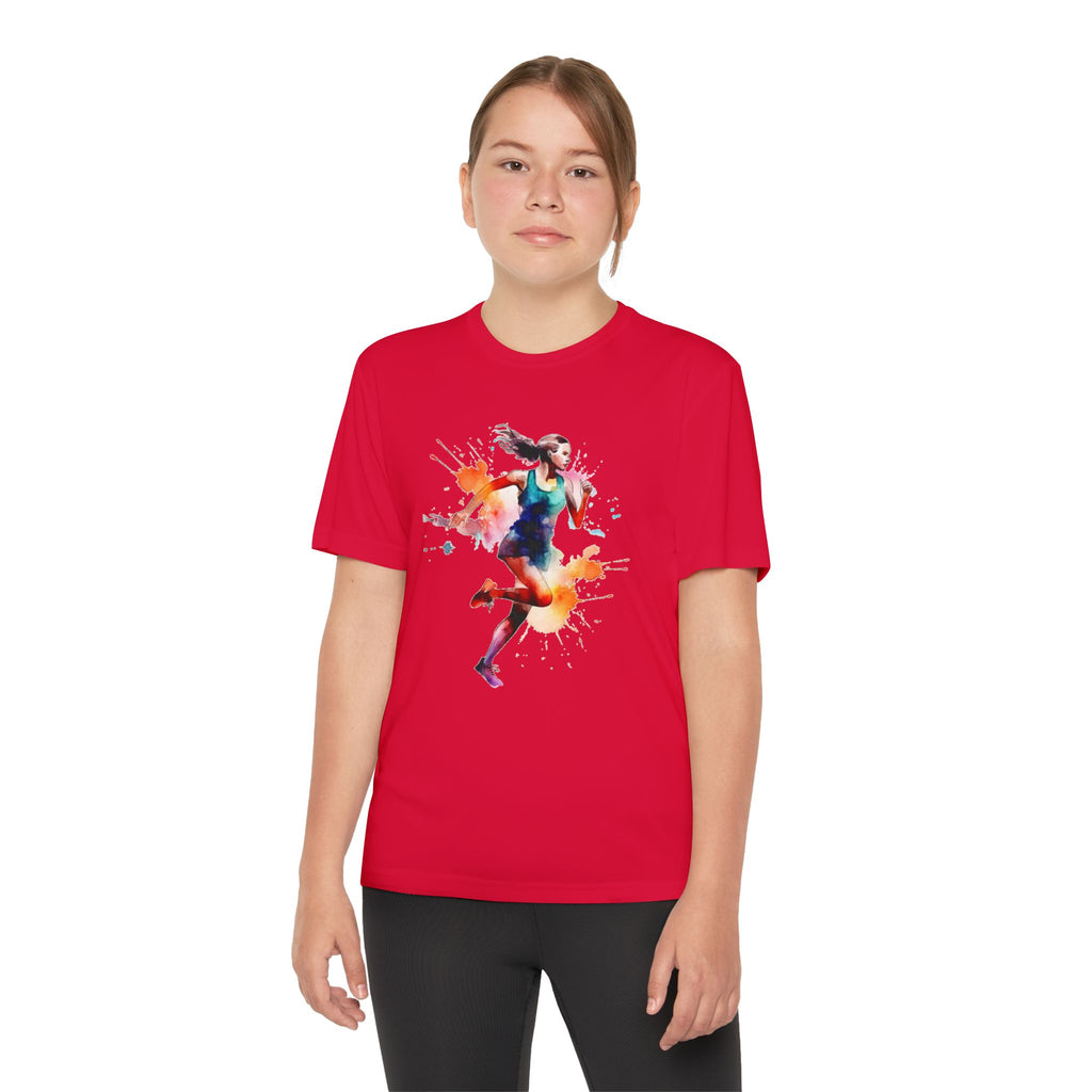 Running Youth T-Shirt Sports Graphic Tee, Cool Athletic Shirt for Kids, Perfect for Sports Events, Team Spirit
