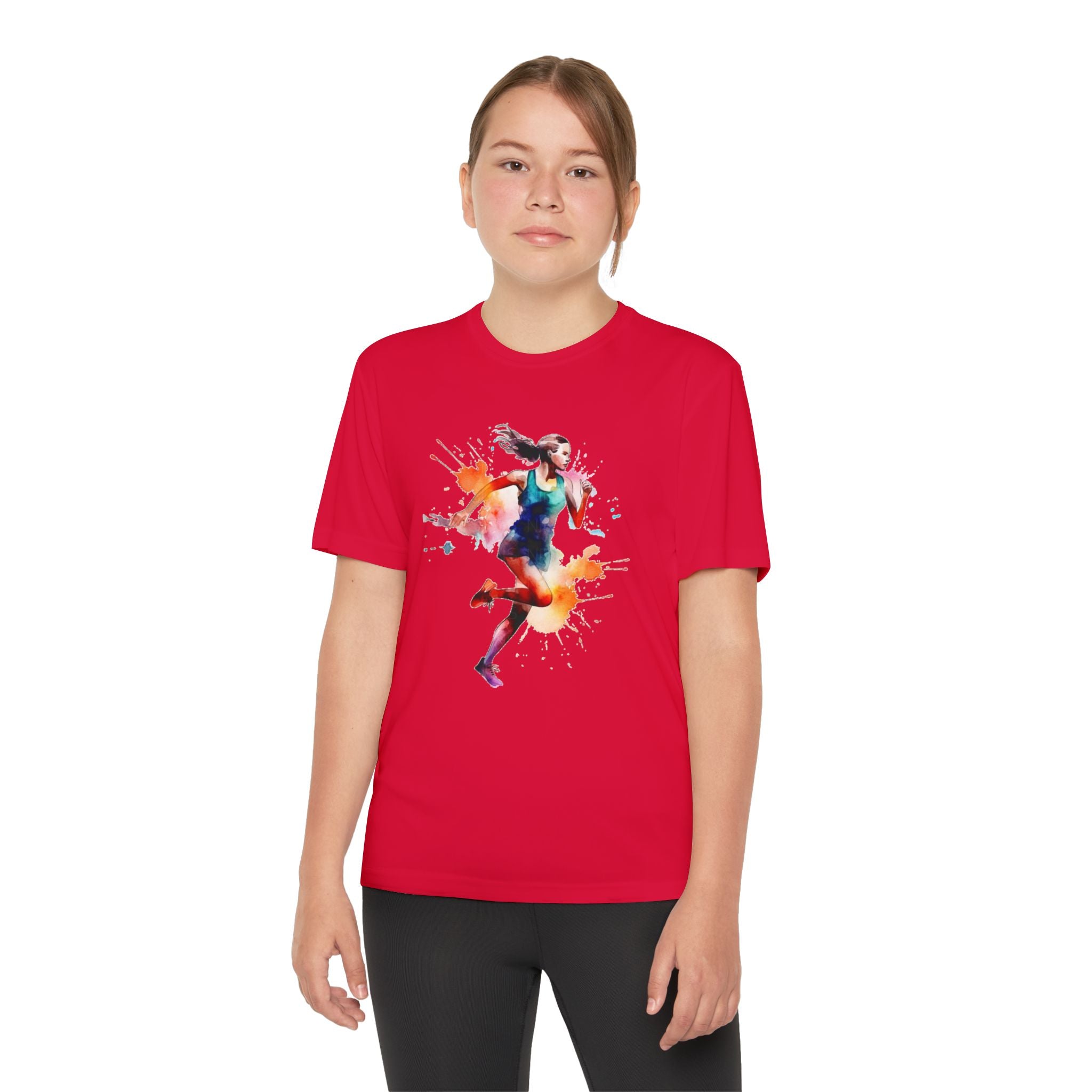 Running Youth T-Shirt Sports Graphic Tee, Cool Athletic Shirt for Kids, Perfect for Sports Events, Team Spirit