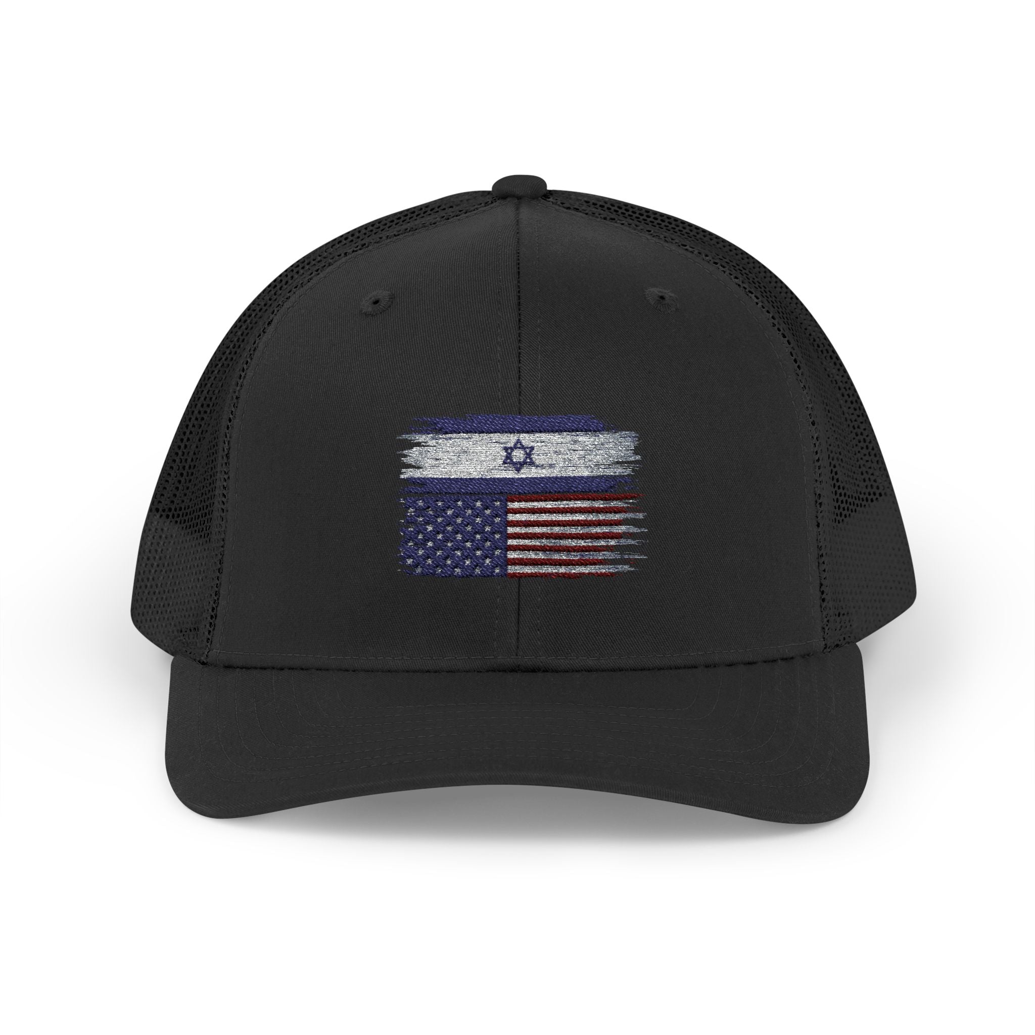 Isreal/ USA Flag Snapback Trucker Cap with Thin Red Line Design, Ideal for First Responders, Supportive Gifts, Memorials, Everyday Wear