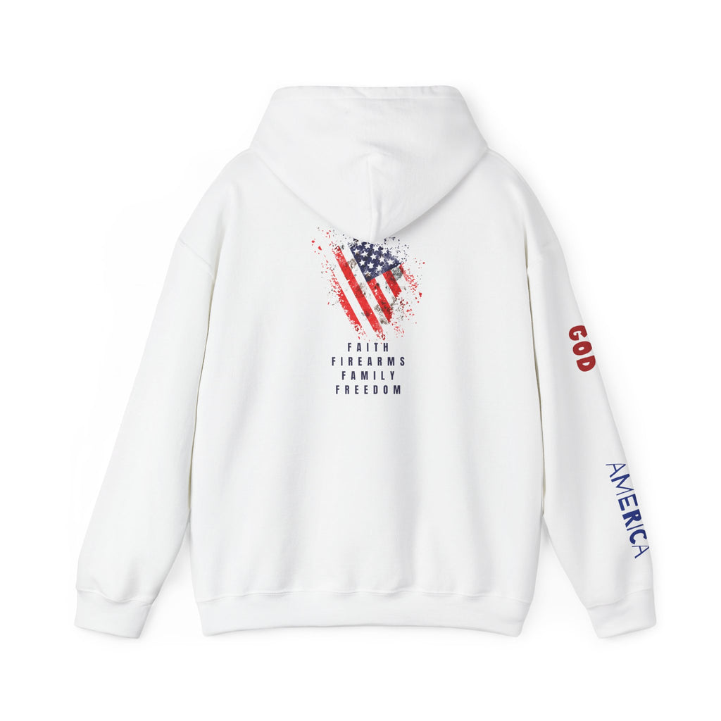 Faith Family Firearms Freedom Hooded Sweatshirt with Faith, Family, Firearms & Freedom Design - Unisex Cozy Wear for Celebrations