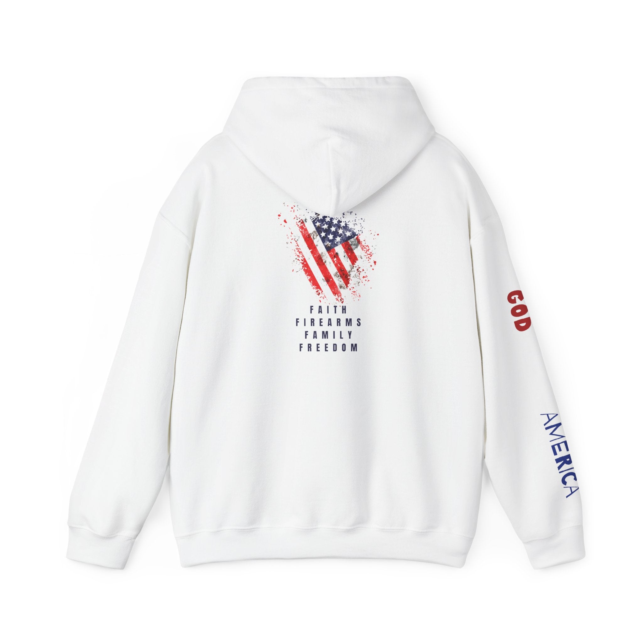 Faith Family Firearms Freedom Hooded Sweatshirt with Faith, Family, Firearms & Freedom Design - Unisex Cozy Wear for Celebrations